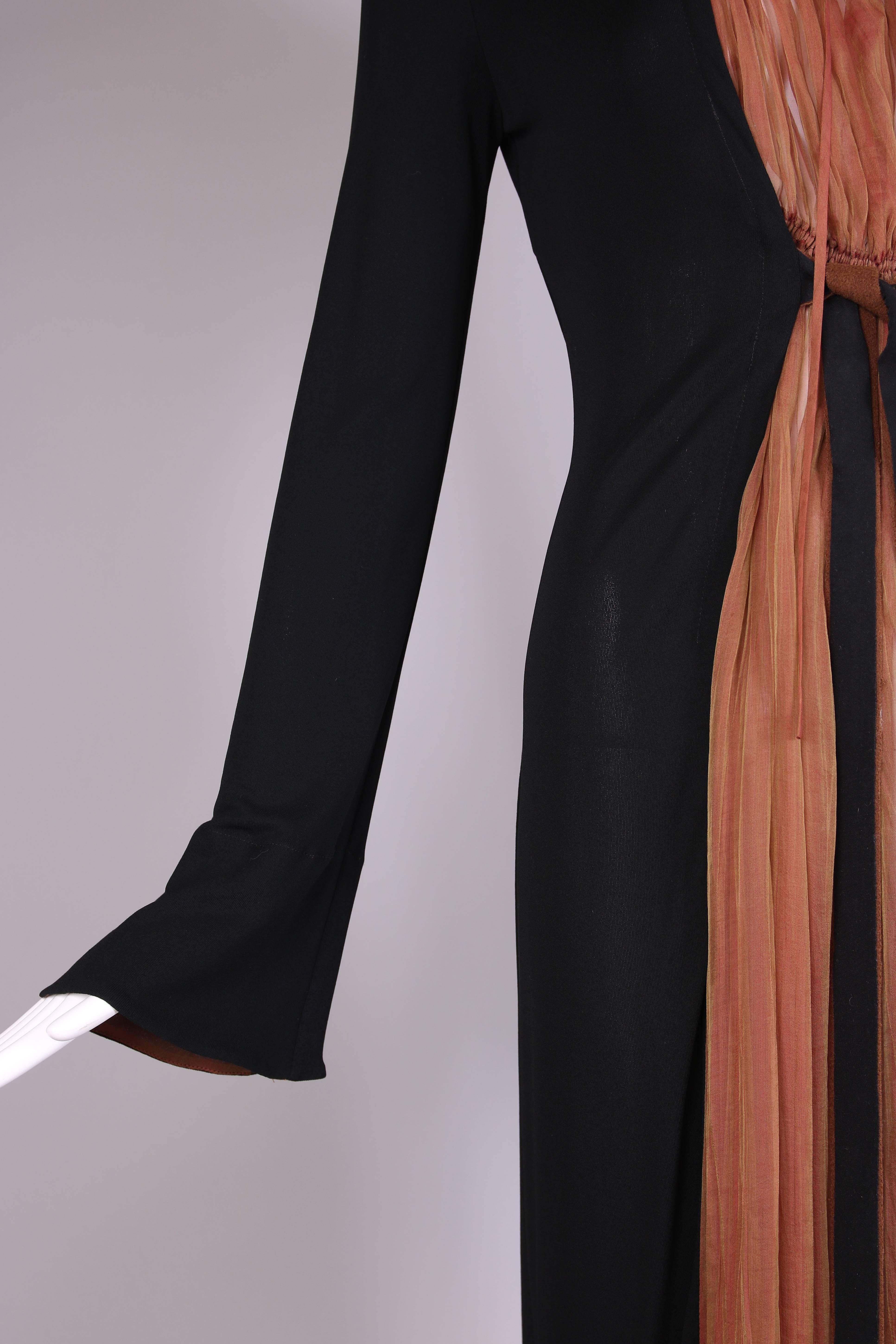 Jean-Paul Gaultier Black Maxi Dress W/Chiffon Inset & Bell Sleeves 2