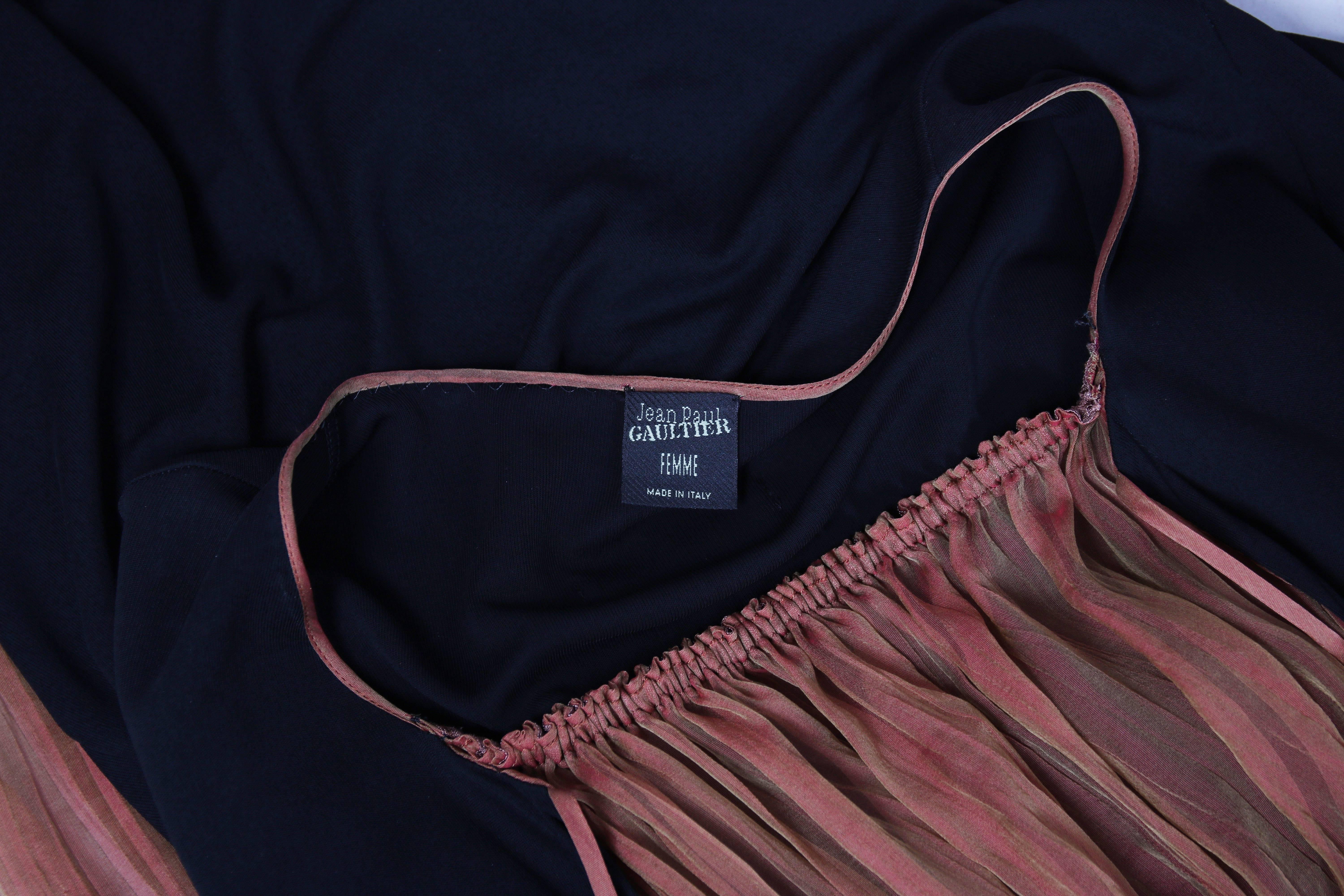 Jean-Paul Gaultier Black Maxi Dress W/Chiffon Inset & Bell Sleeves 3