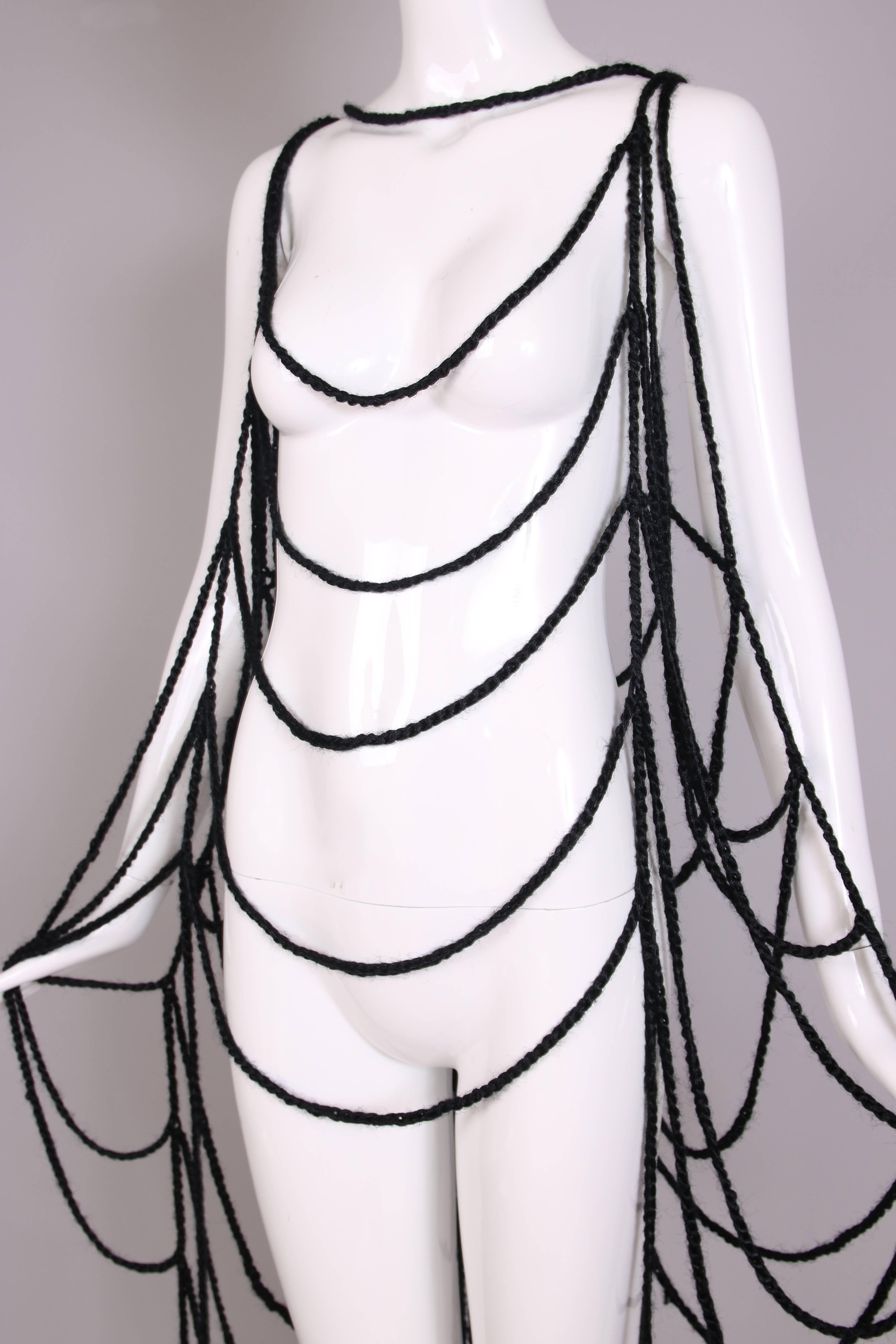 Maison Margiela Black Wool Spider Web Scarf In Excellent Condition In Studio City, CA