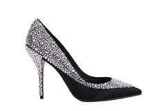 Roger Vivier Stiletto in raso nero incrostato di cristallo