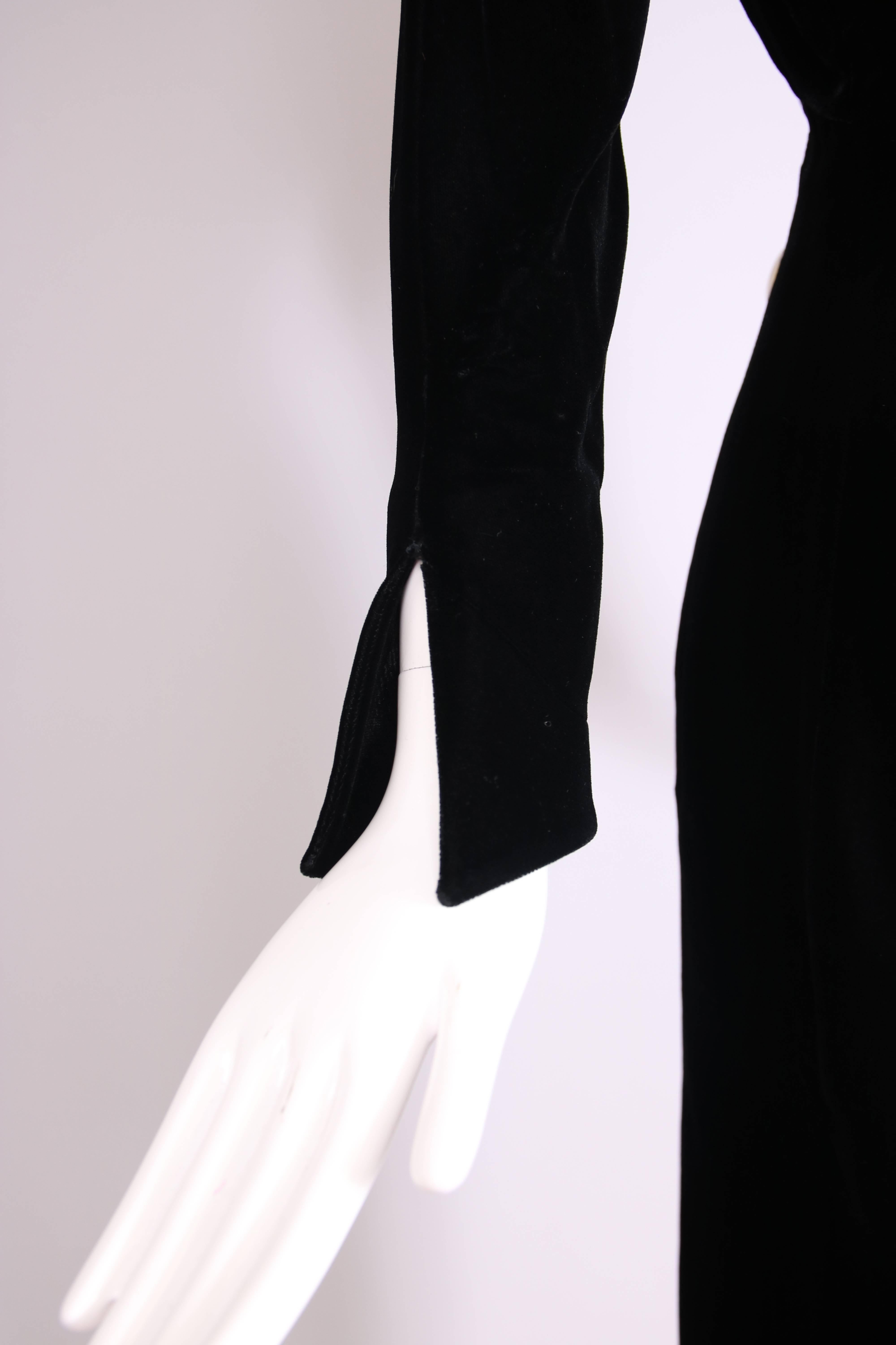 Women's 1990's Thierry Mugler Black Velvet Hourglass Shape Wrap Dress