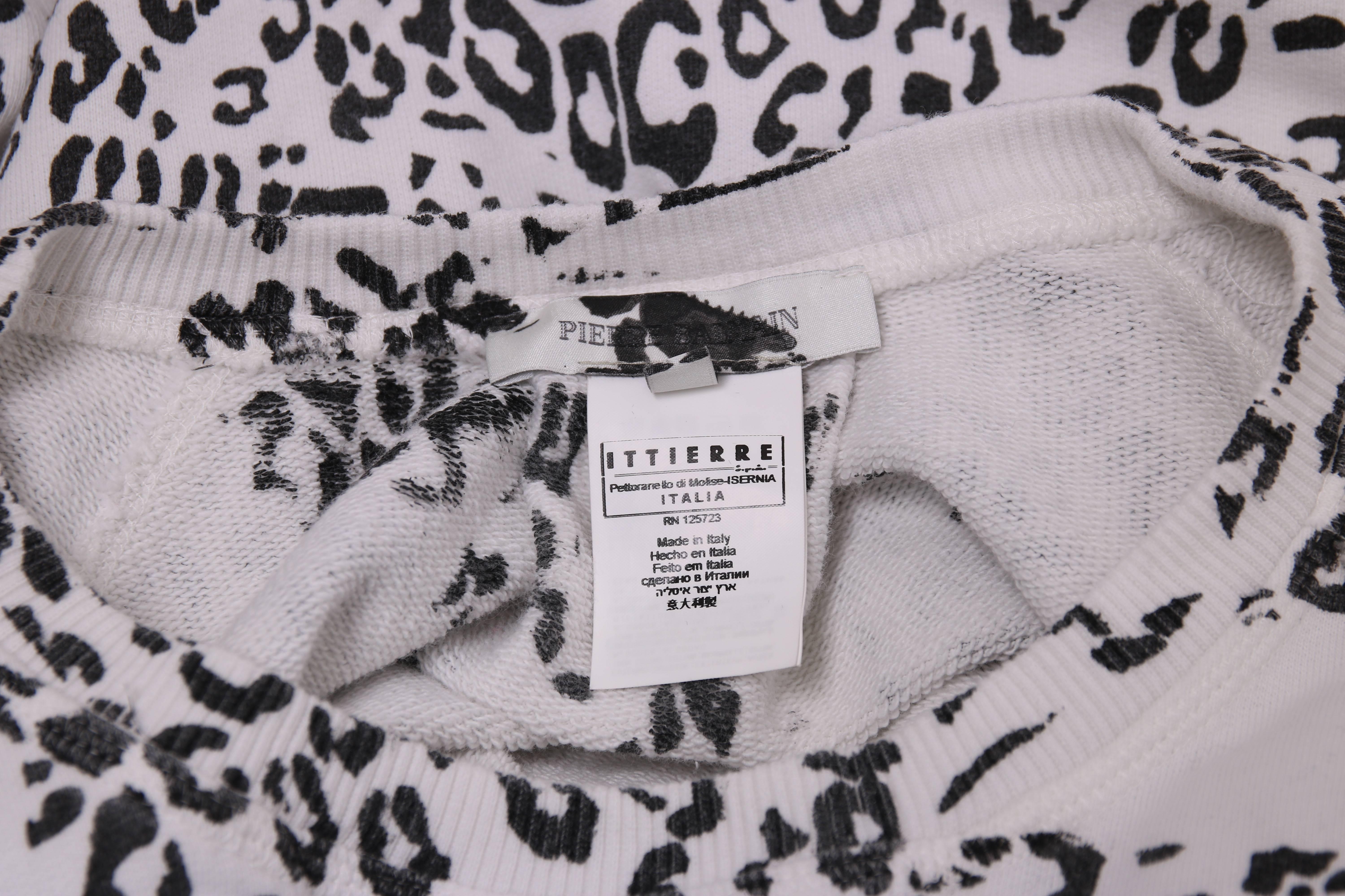Pierre Balmain Black & White Leopard Print Long Sleeved Scooped Neck Sweatshirt 2