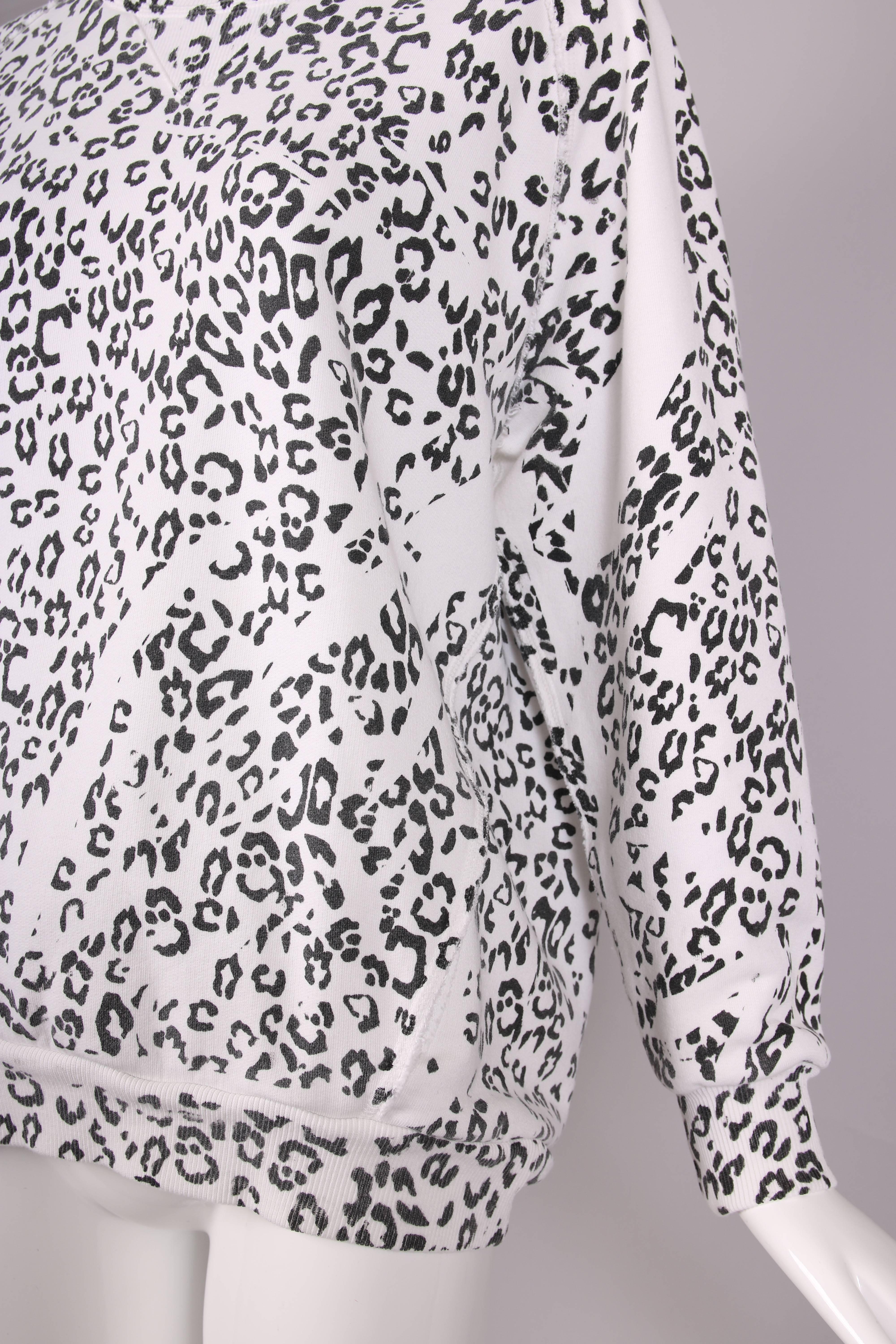 Women's or Men's Pierre Balmain Black & White Leopard Print Long Sleeved Scooped Neck Sweatshirt