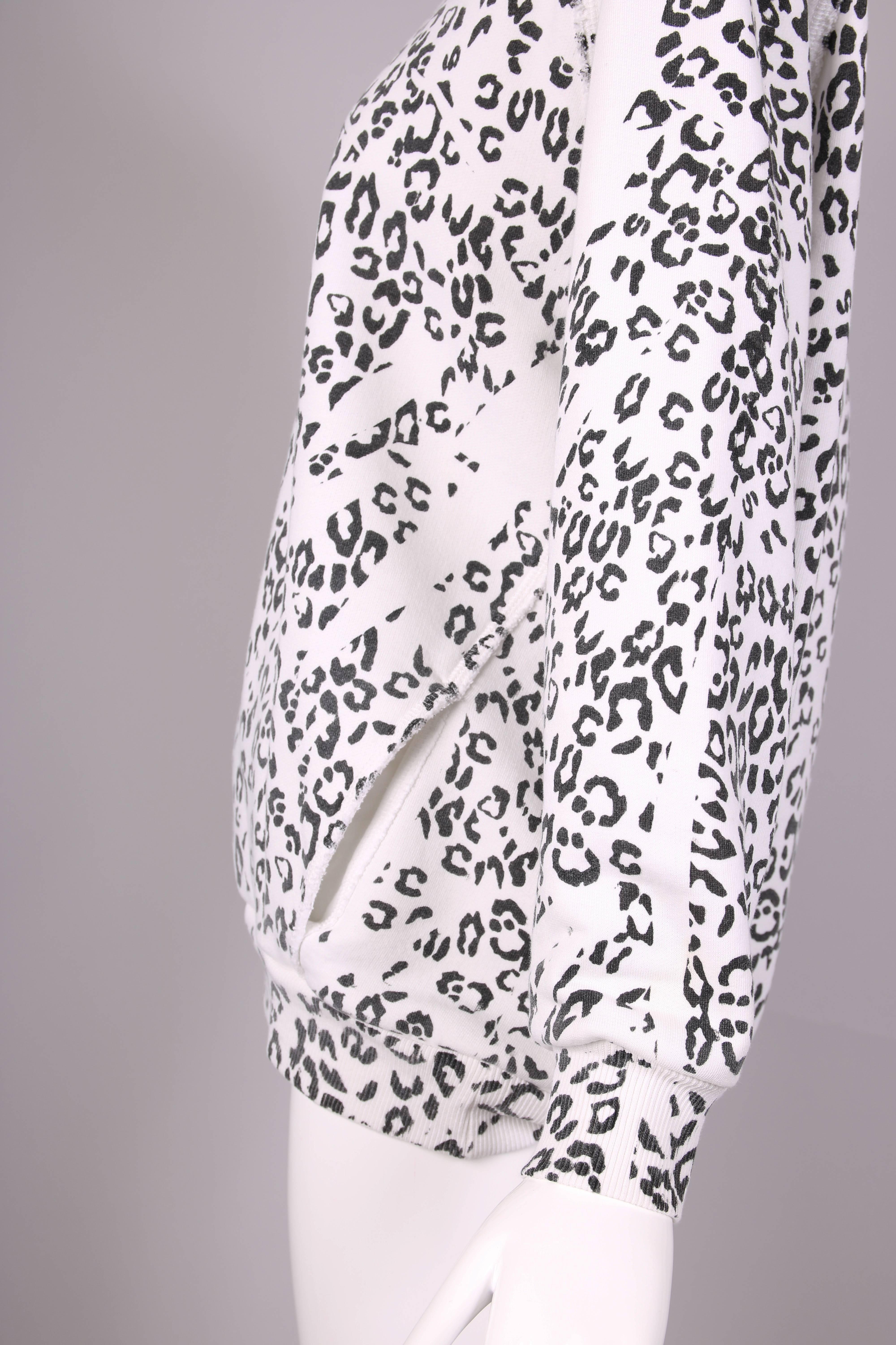 Pierre Balmain Black & White Leopard Print Long Sleeved Scooped Neck Sweatshirt 1