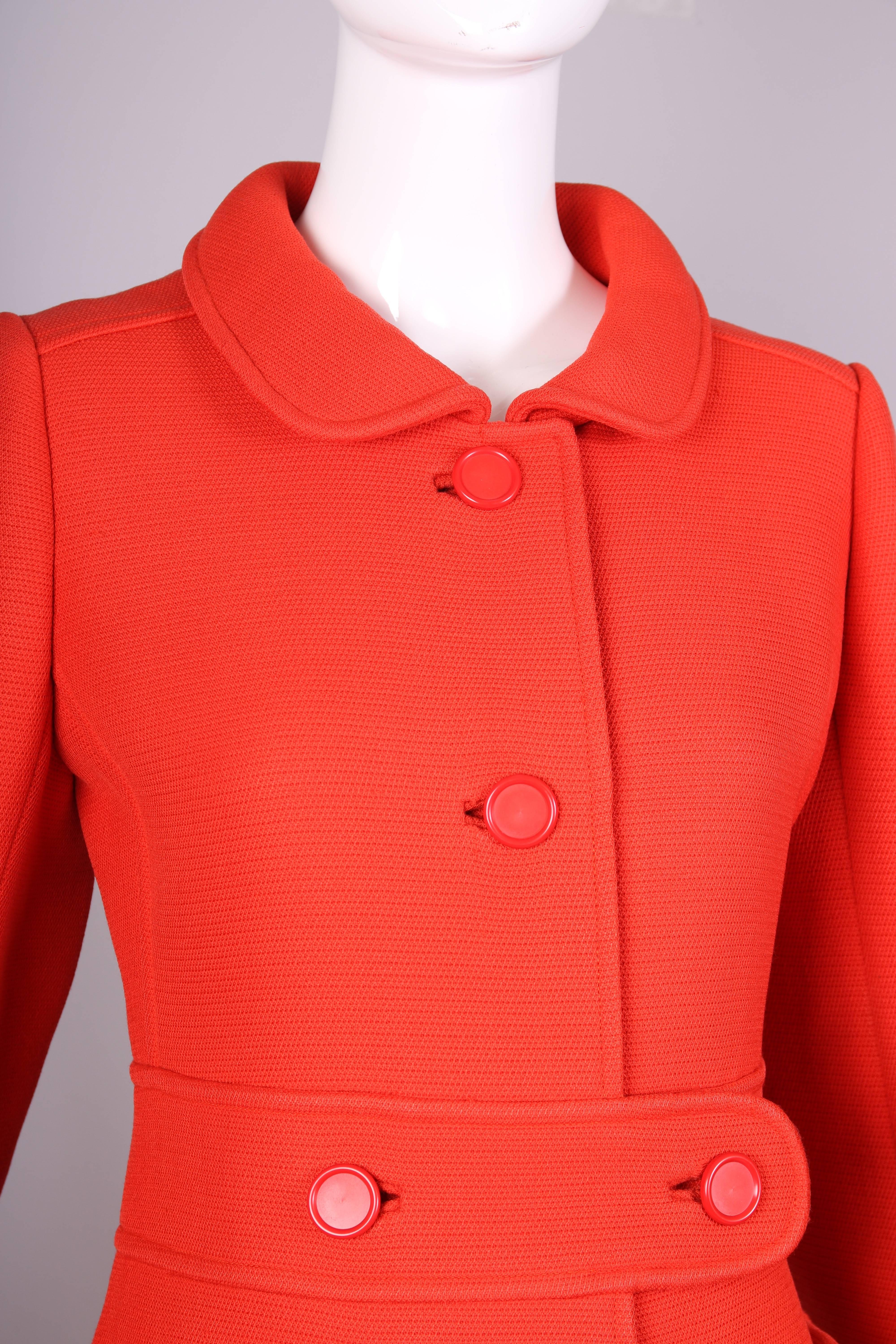 Women's 1960's Courreges Haute Couture Orange Wool A-line Mod Coat
