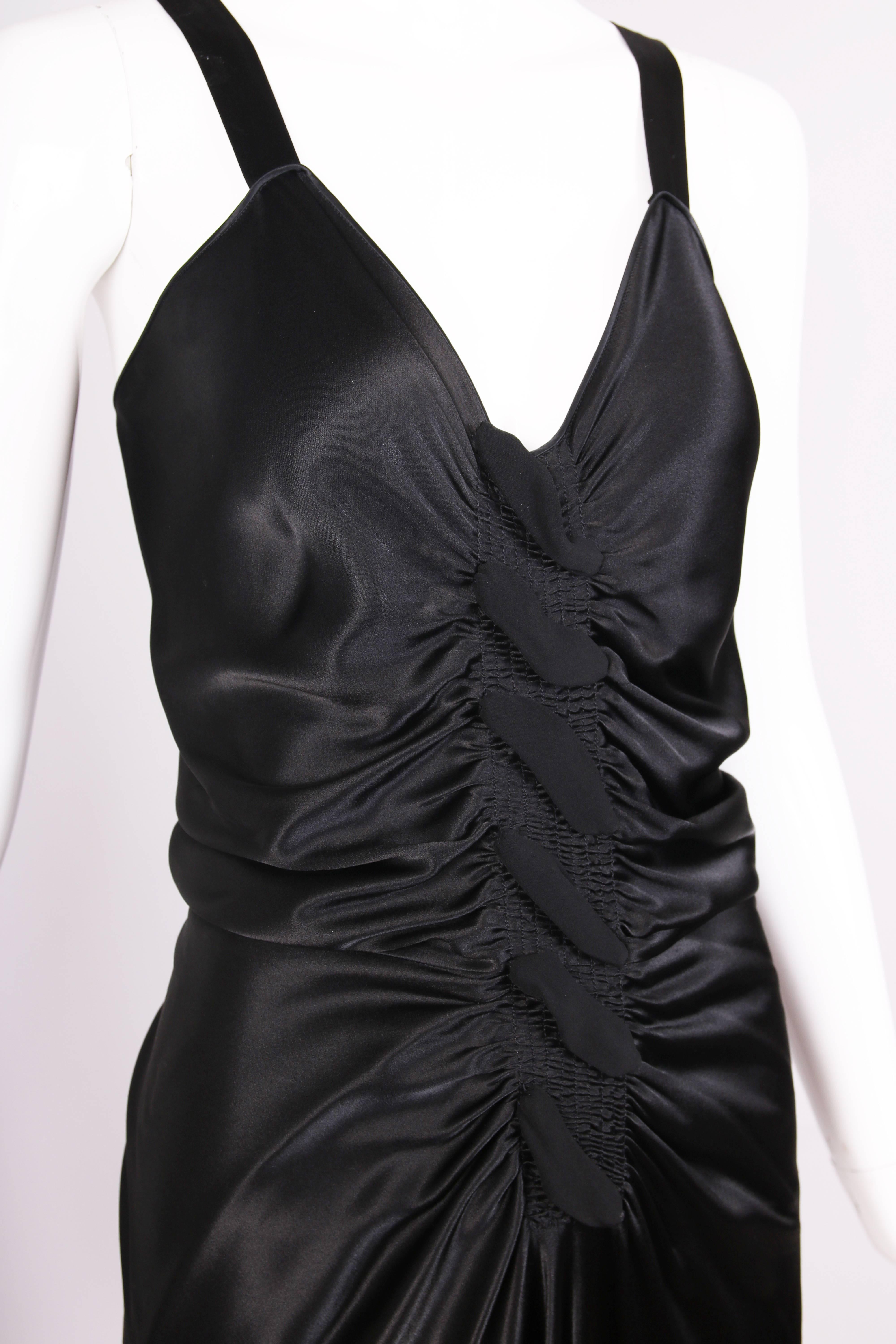 John Galliano Black Bias Cut Ruched Cocktail Dress In Excellent Condition In Studio City, CA