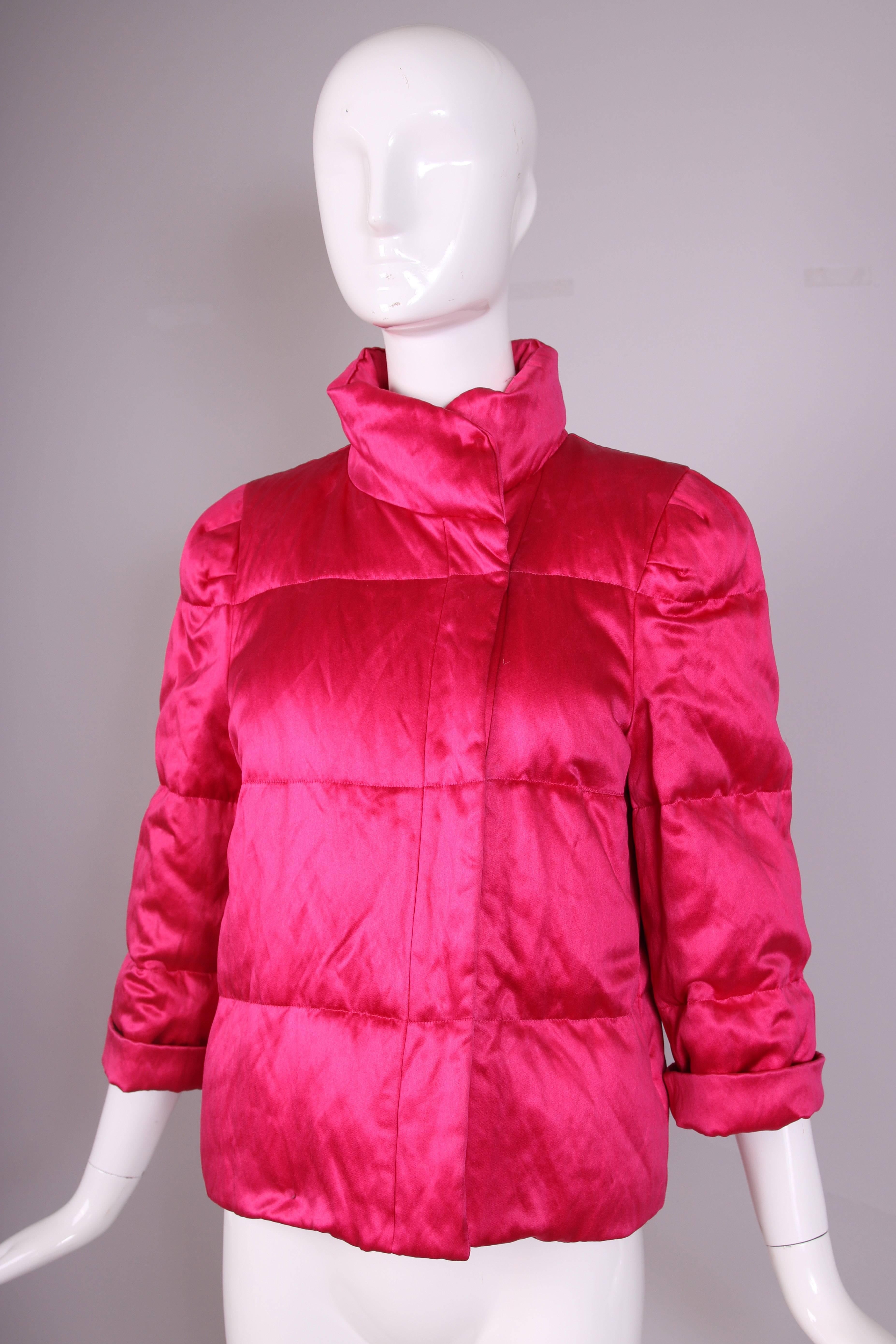 Women's Dries Van Noten Hot Pink Silk Puffer Jacket
