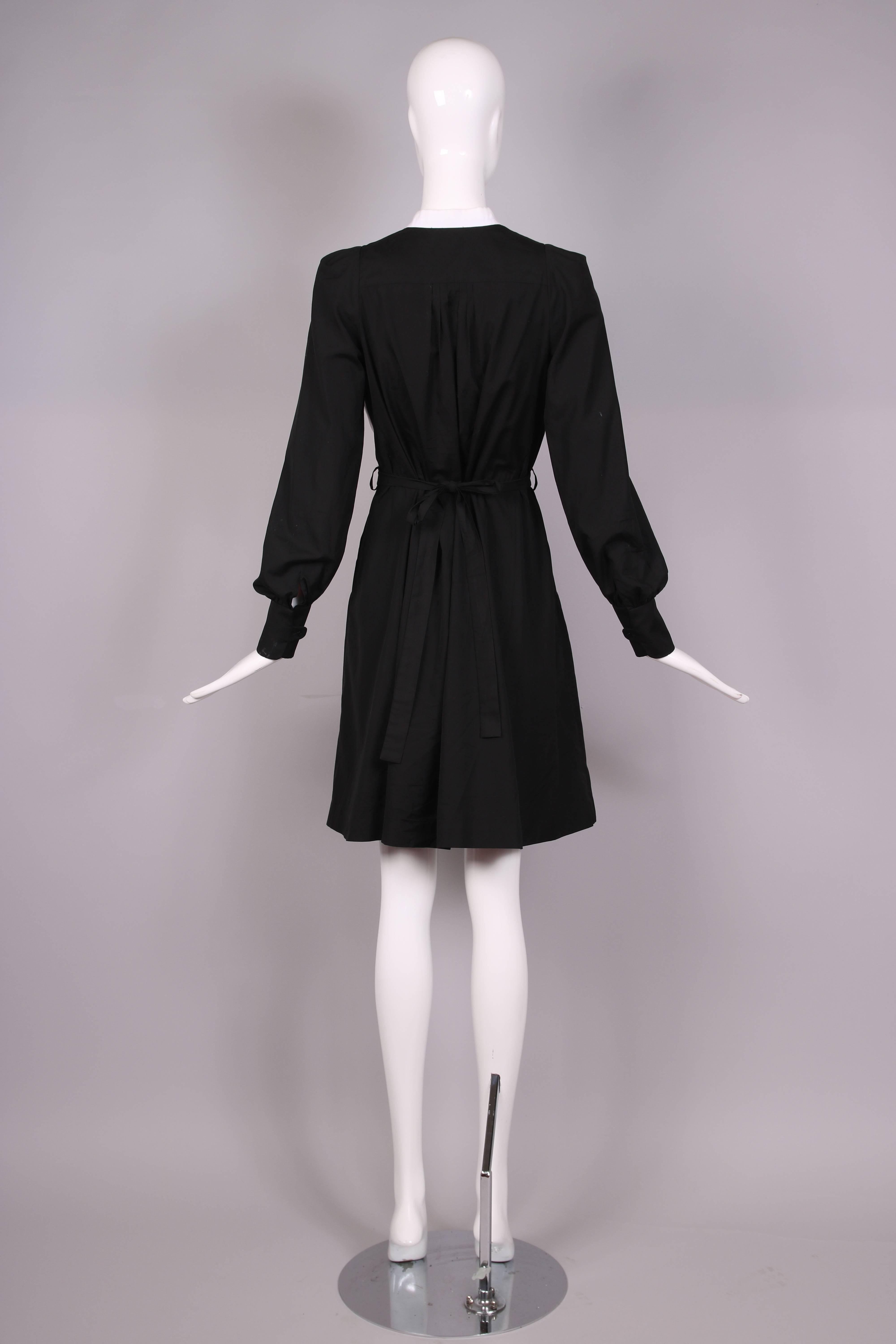 Women's Yves Saint Laurent YSL Black & White Color Block Cotton Day Dress