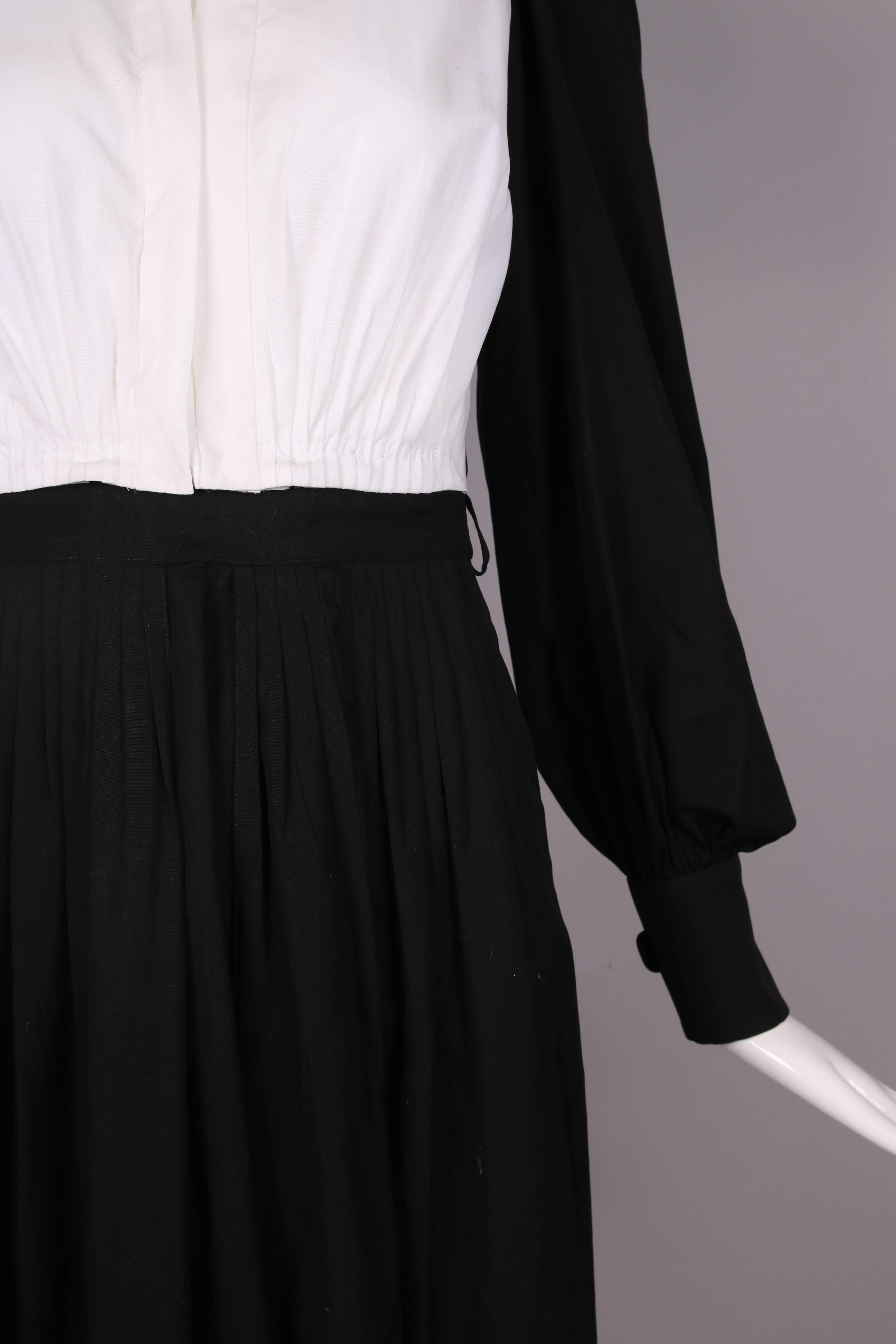 Yves Saint Laurent YSL Black & White Color Block Cotton Day Dress 2