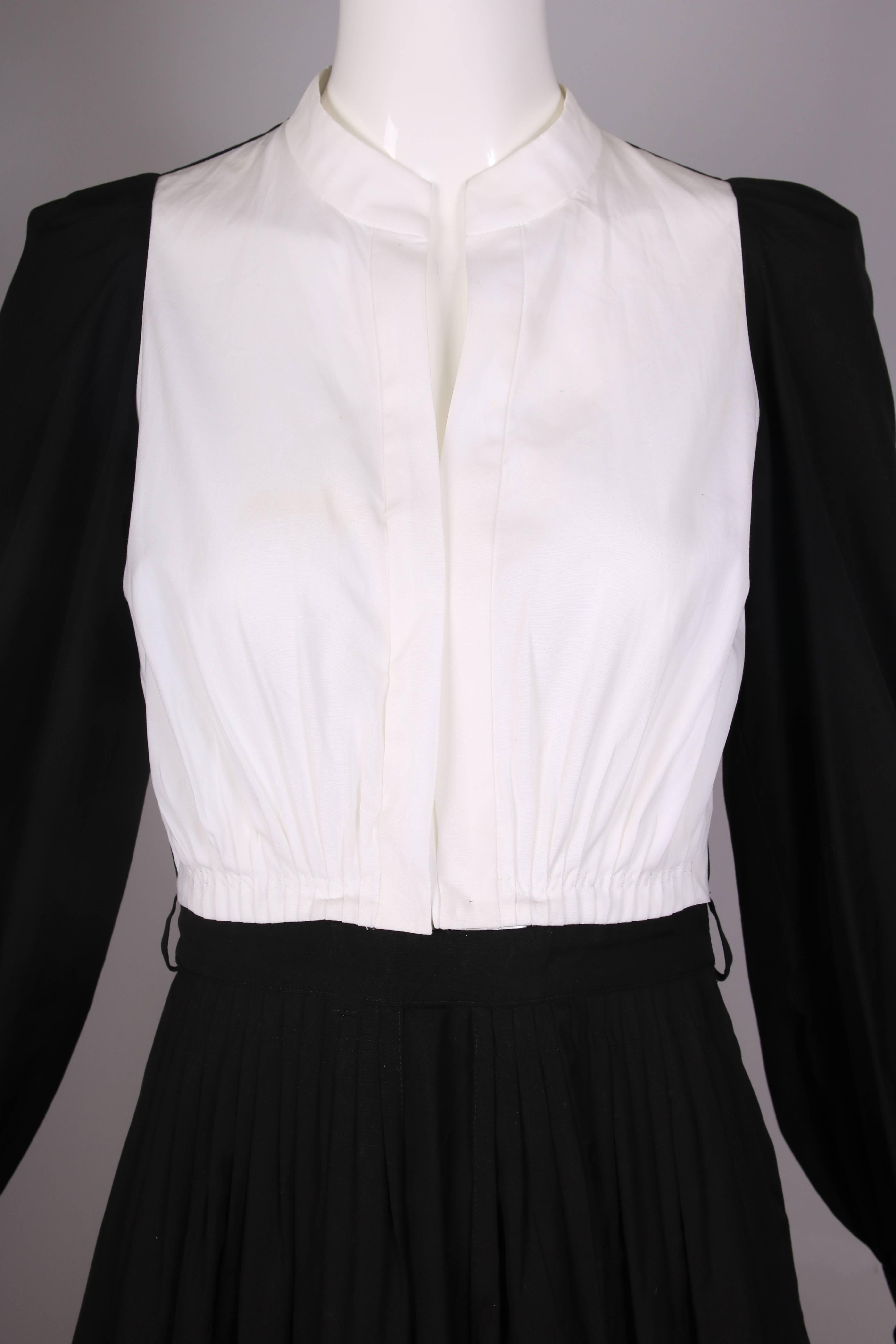 Yves Saint Laurent YSL Black & White Color Block Cotton Day Dress 1