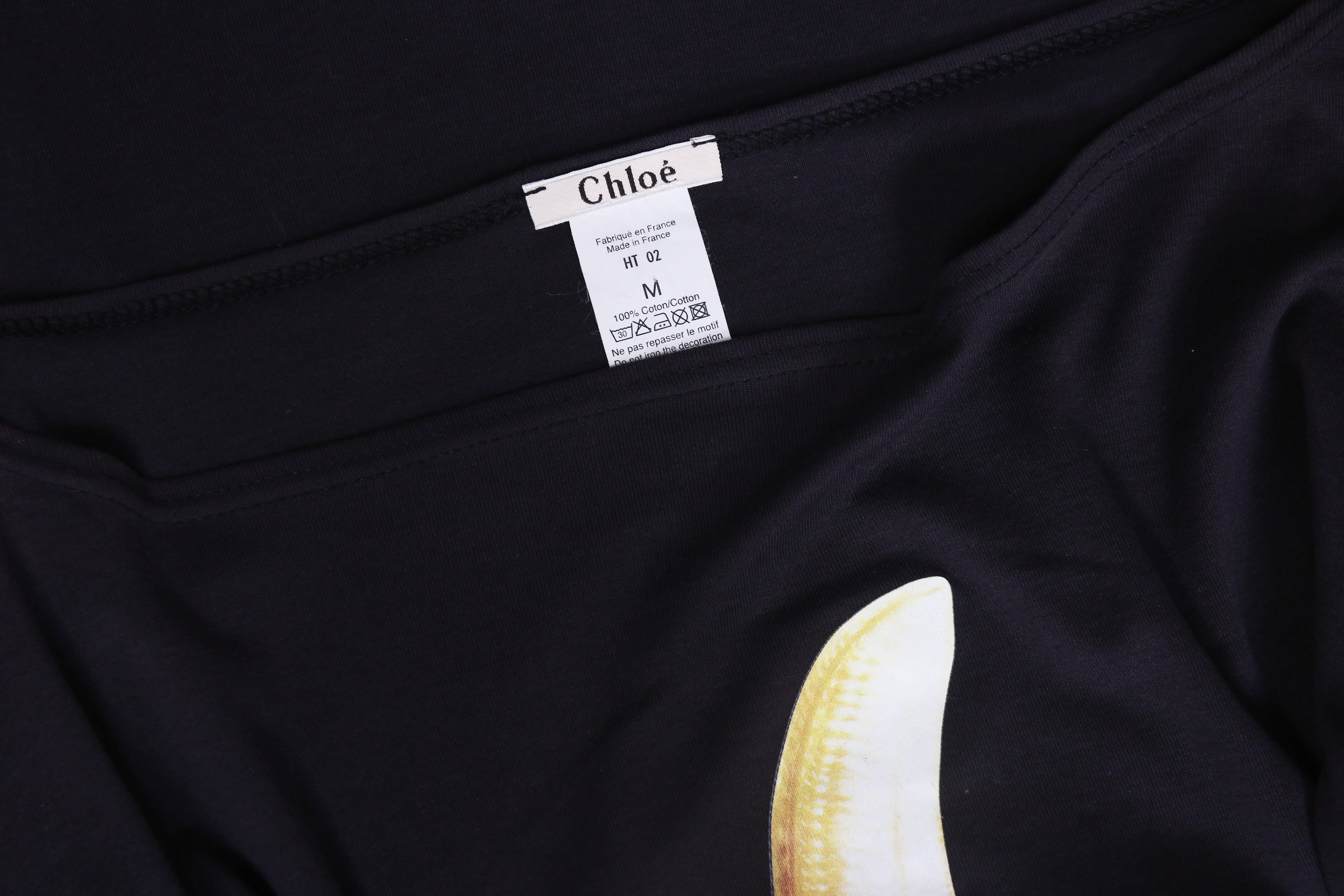 Black Chloe Cotton T-Shirt W/Single Banana Graphic