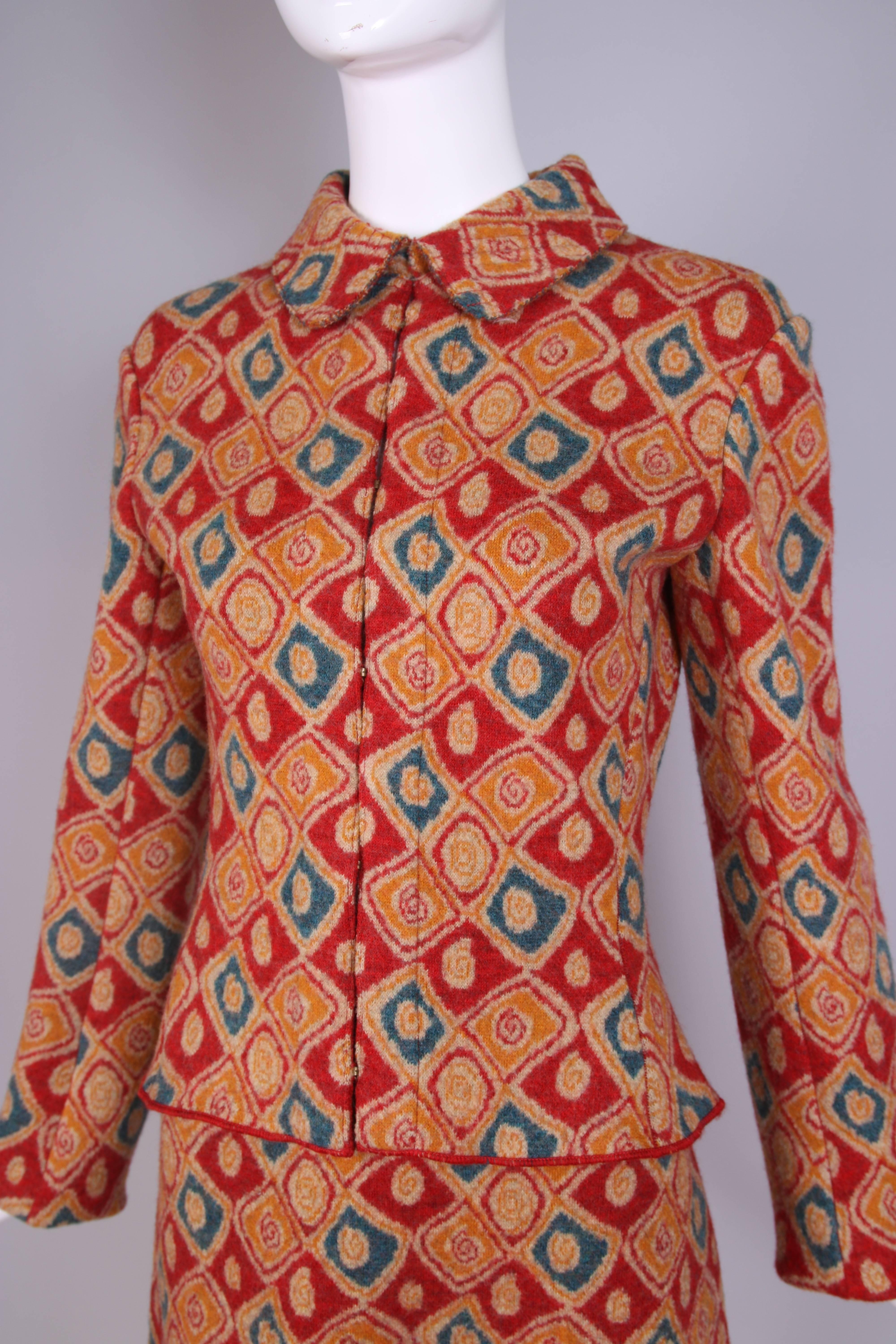 Alaia Multi-Colored Geometric Print Wool Sweater & Skirt Ensemble 2