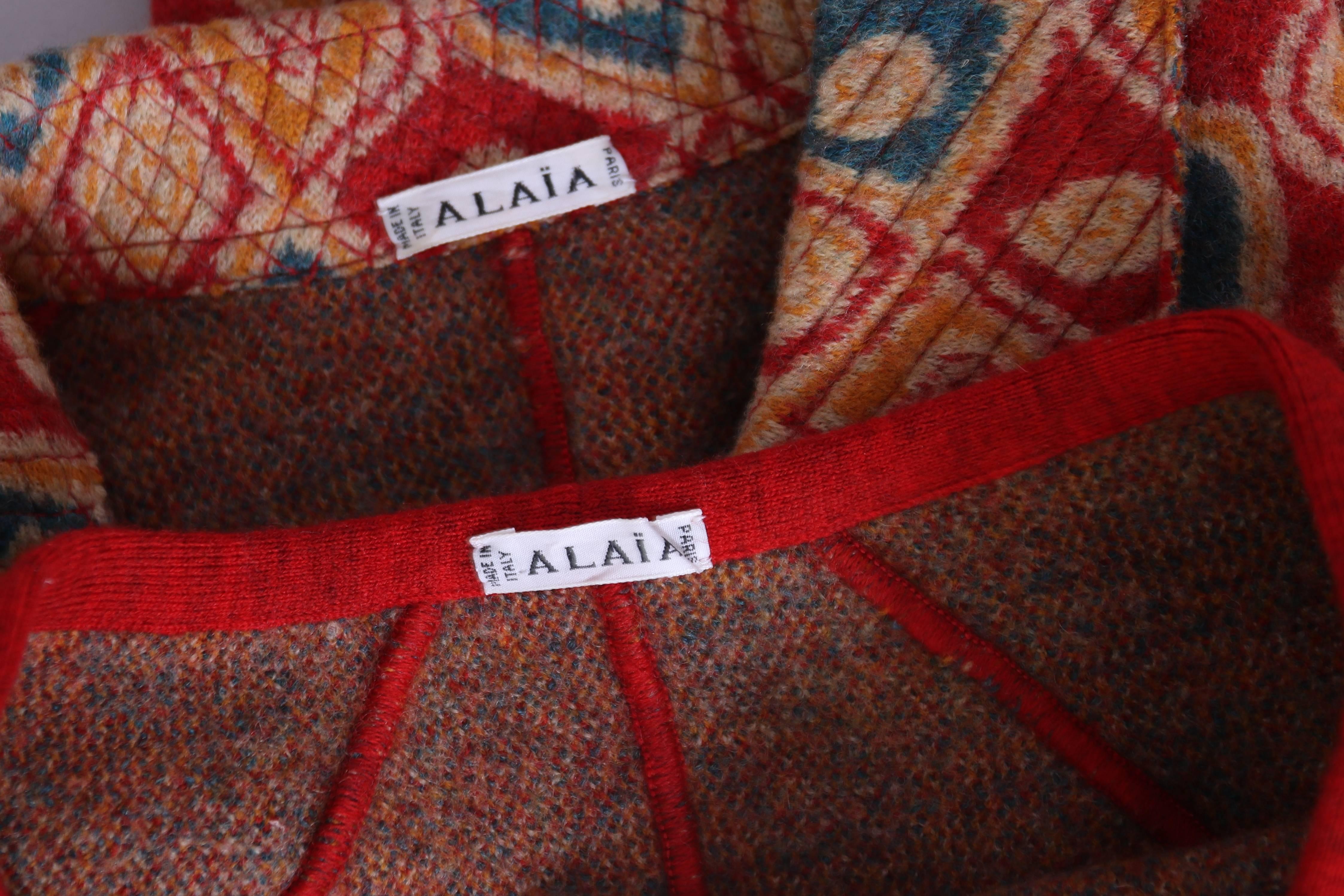 Alaia Multi-Colored Geometric Print Wool Sweater & Skirt Ensemble 3