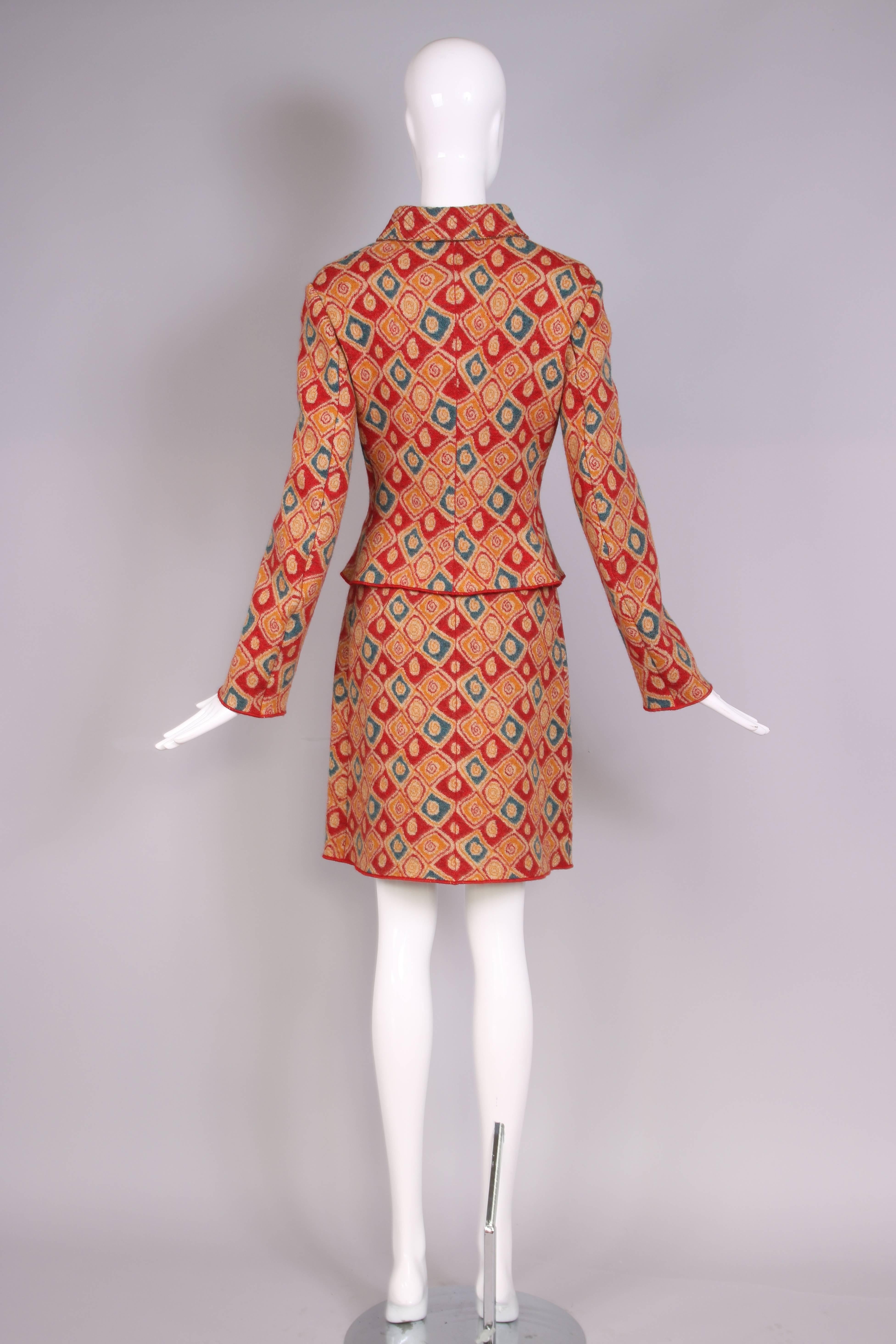 Women's Alaia Multi-Colored Geometric Print Wool Sweater & Skirt Ensemble