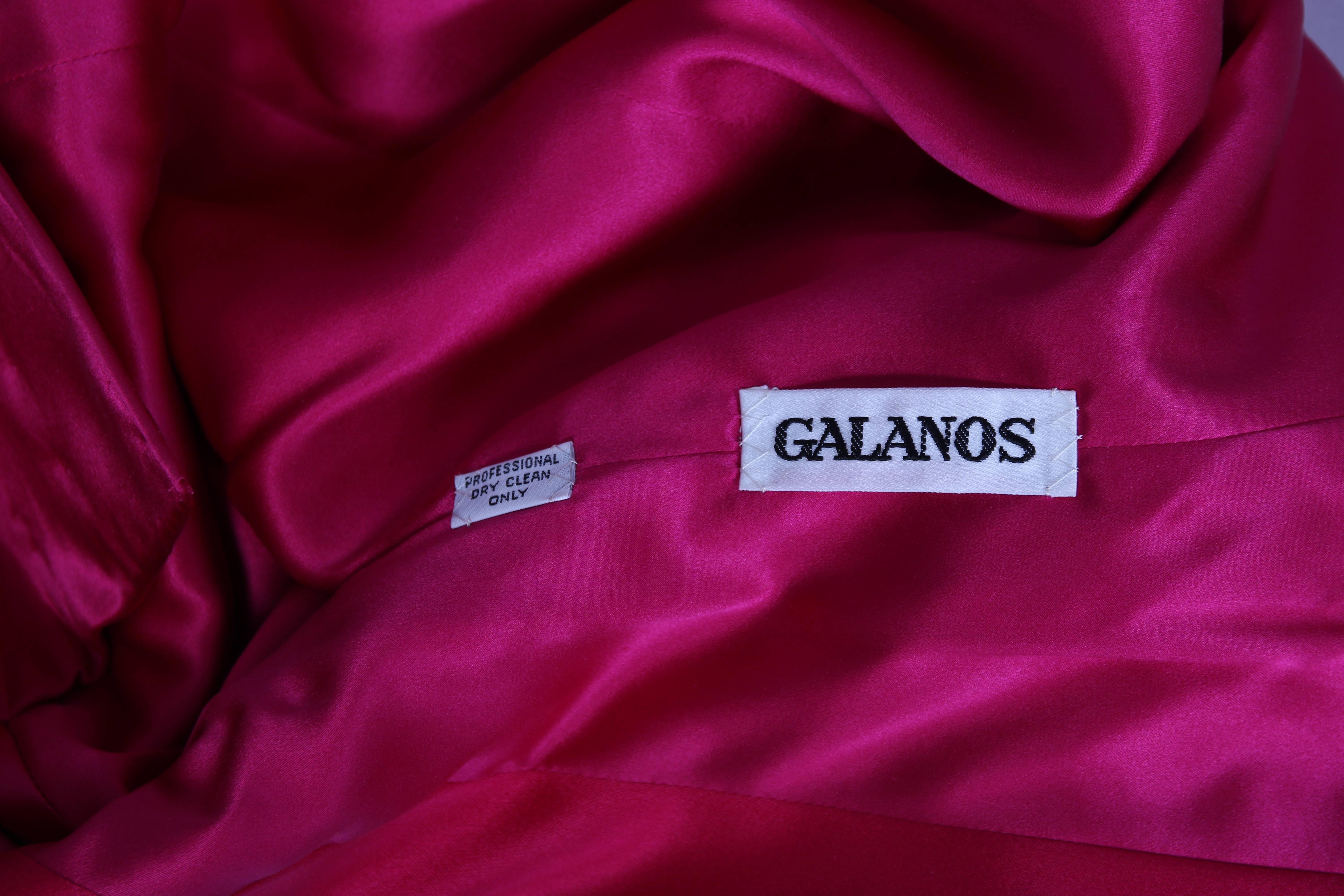 Vintage Galanos Hot Pink Satin Jacket Blouse In Excellent Condition For Sale In Studio City, CA