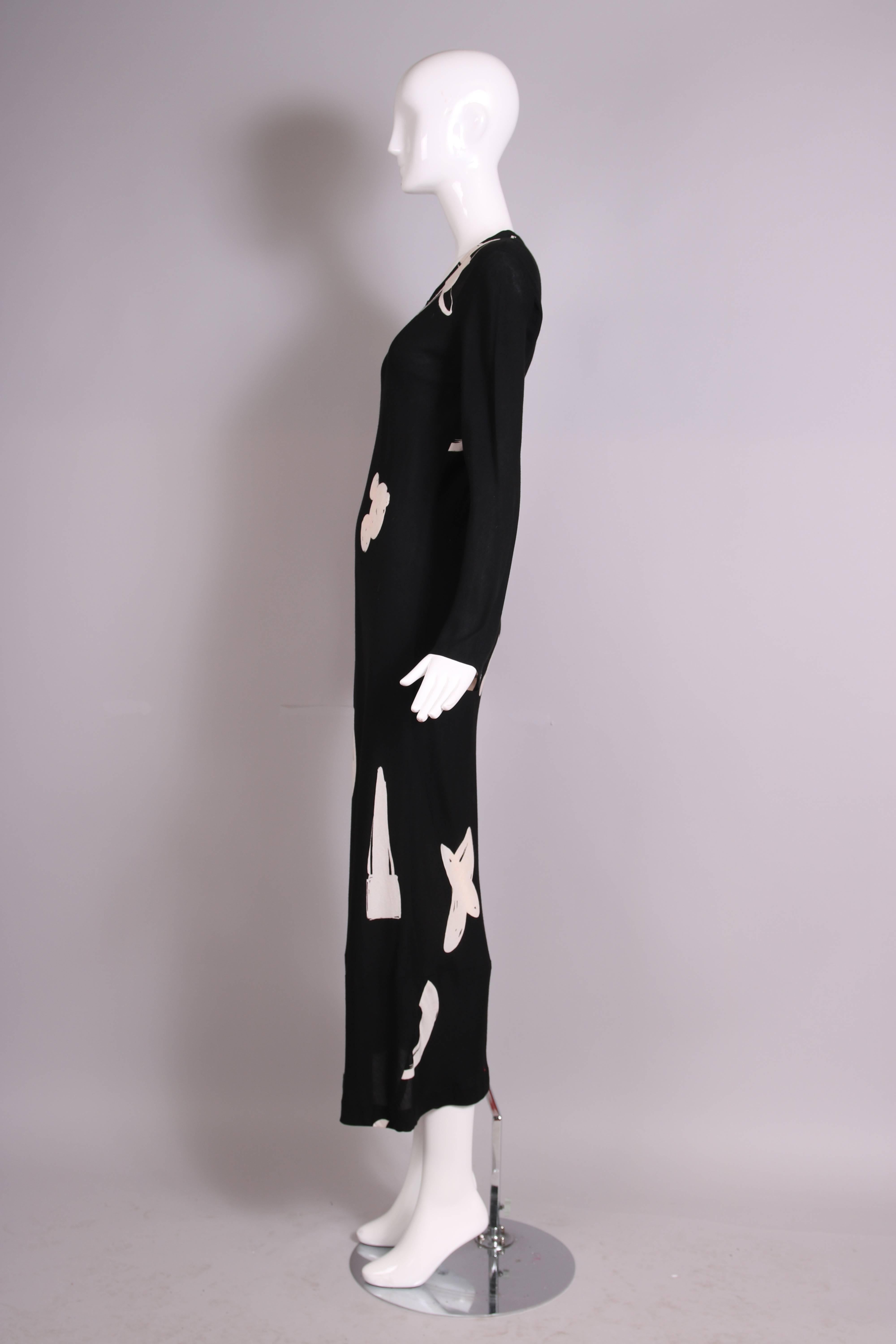 Rare 1980's Comme de Garcons Black & White Printed Maxi Dress In Excellent Condition In Studio City, CA