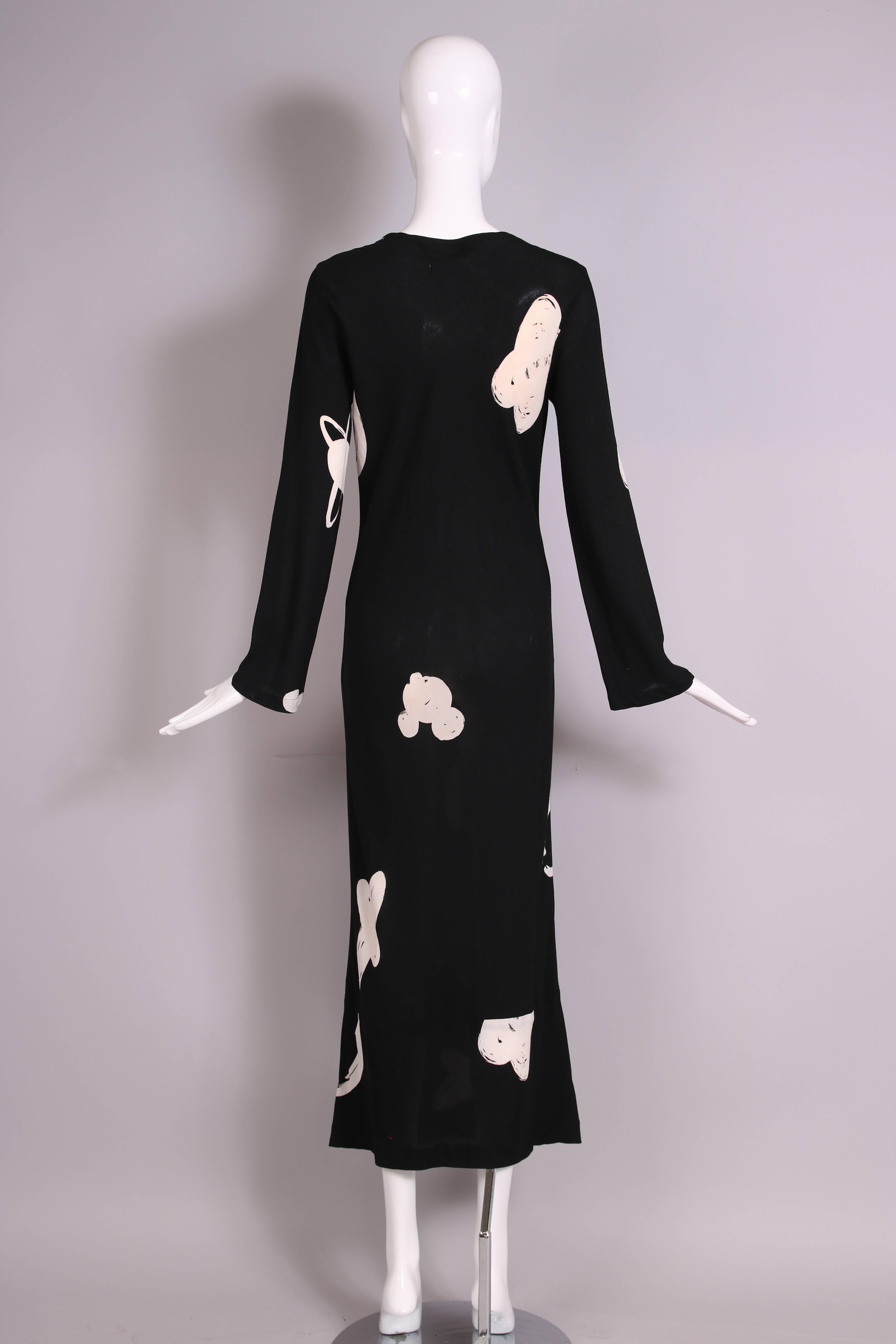 Rare 1980's Comme de Garcons Black & White Printed Maxi Dress 1