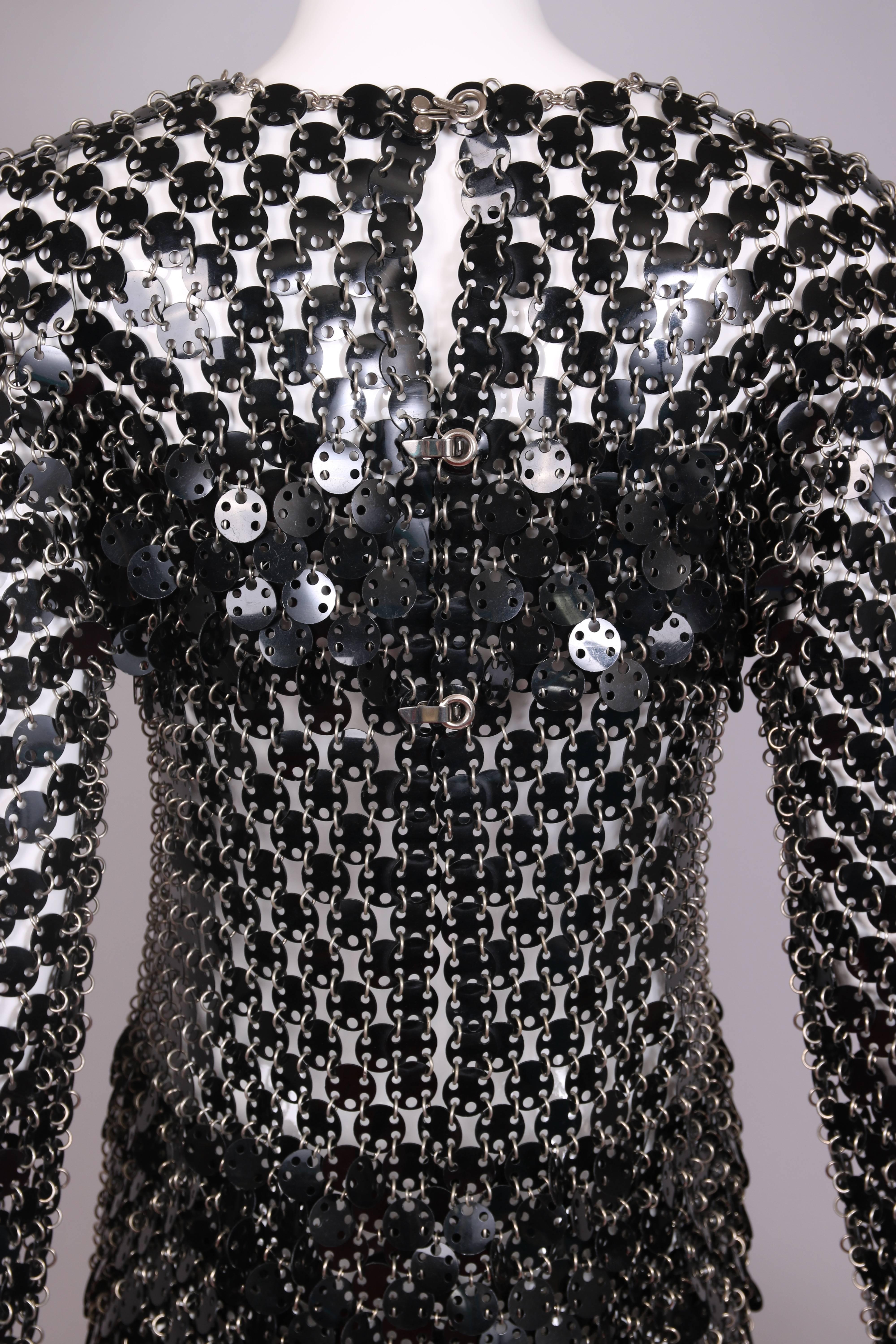 1969 Paco Rabanne Black Rhodoid Disc Mini Dress 1