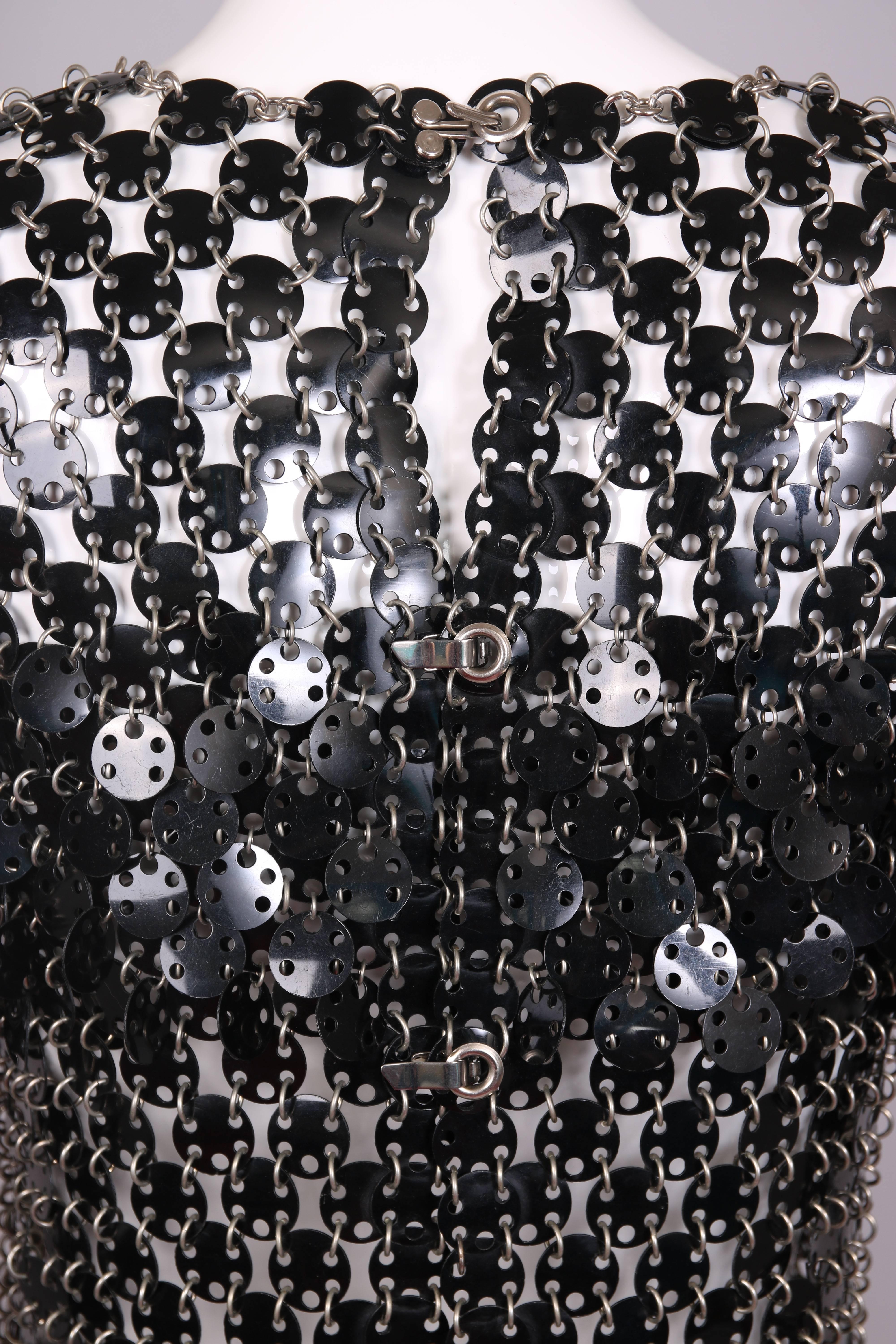 1969 Paco Rabanne Black Rhodoid Disc Mini Dress 2