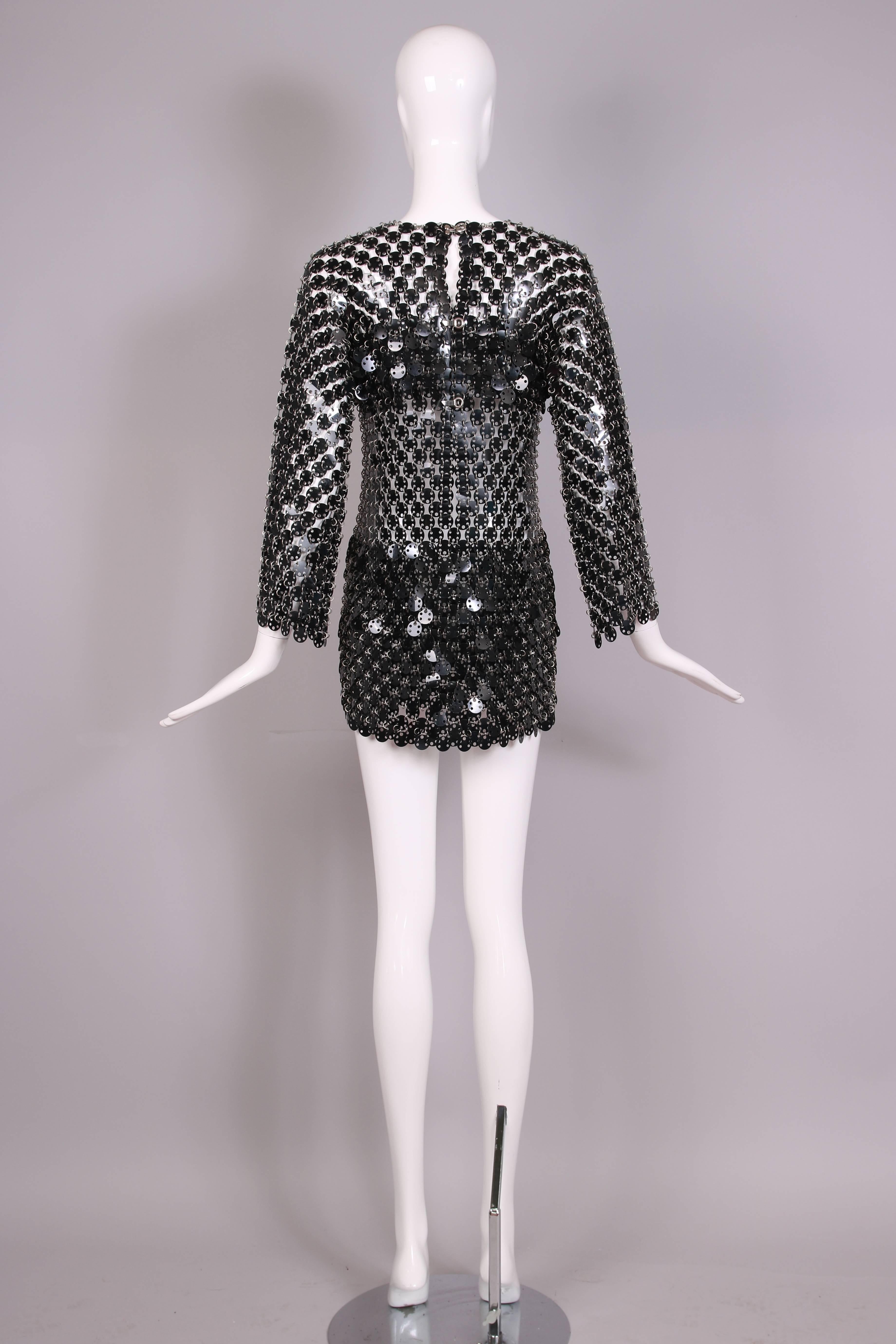 1969 Paco Rabanne Black Rhodoid Disc Mini Dress at 1stDibs | 1969 ...