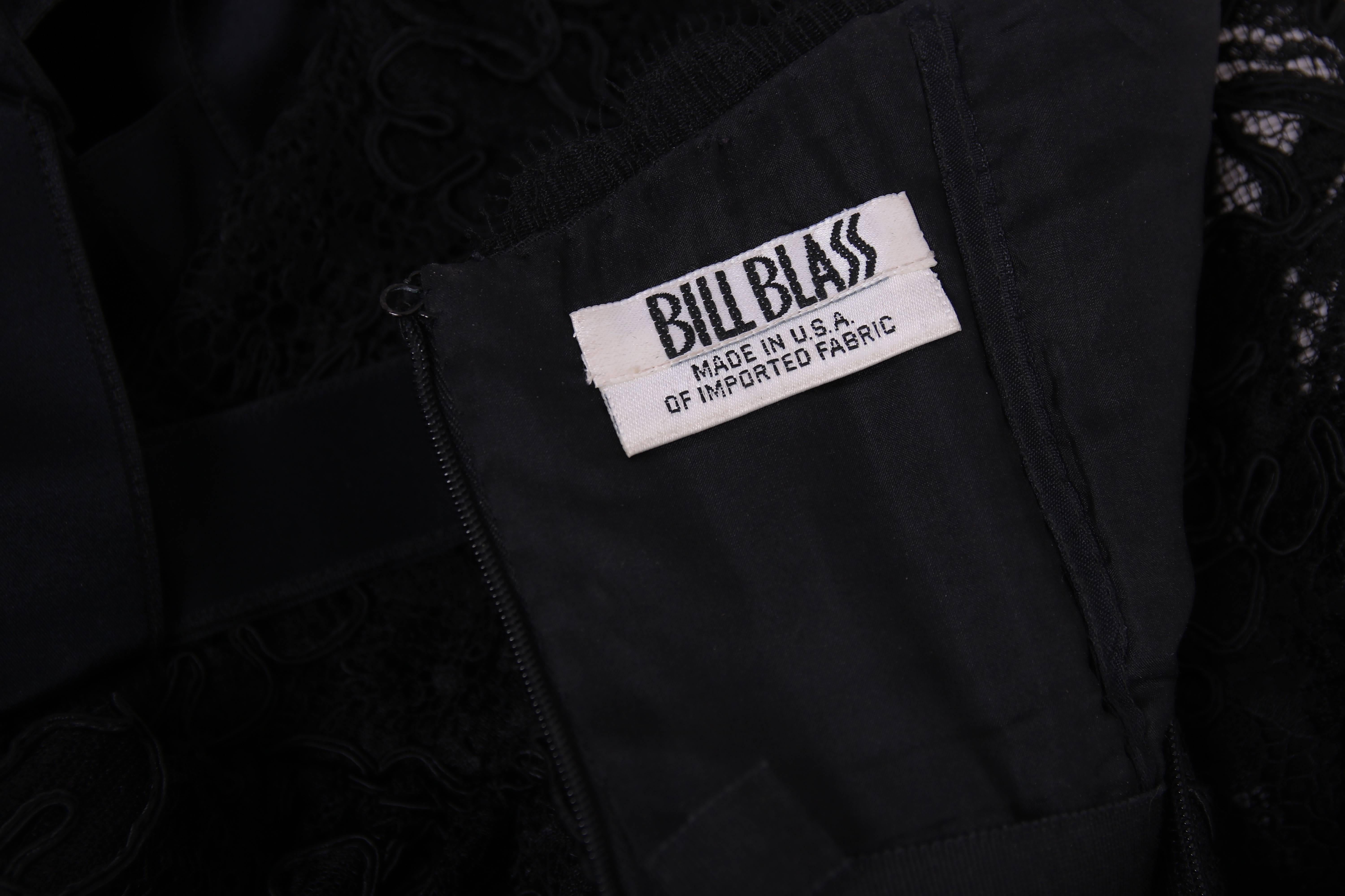 Vintage Bill Blass Black French Lace Bustier W/Peplum Waist & Silk Bow Detail 4