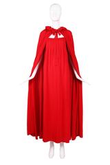 1970 Christian Dior Demi-Couture Red Silk Maxi Dress & Cape Ensemble No. 40008