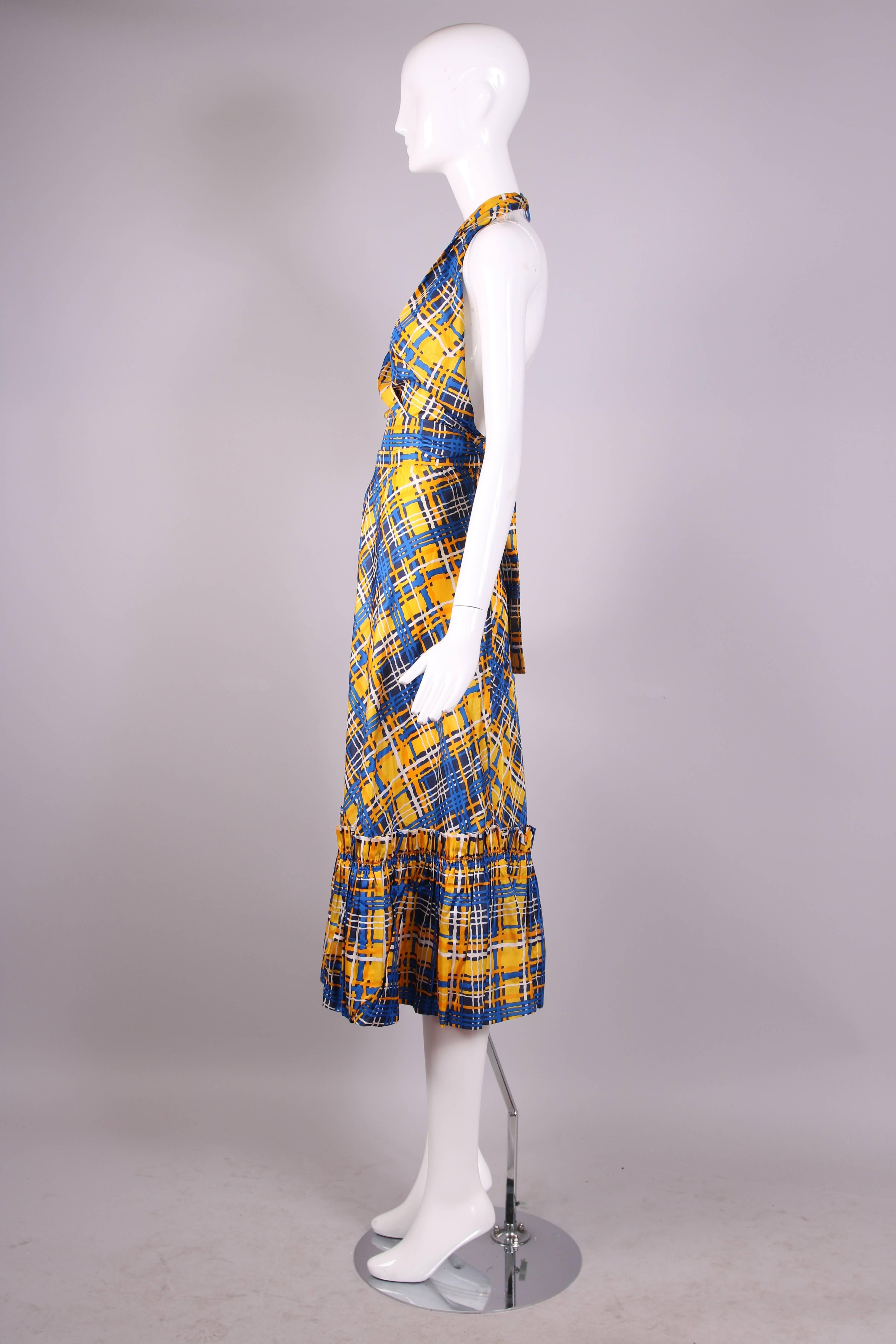 yellow and blue plaid skirt