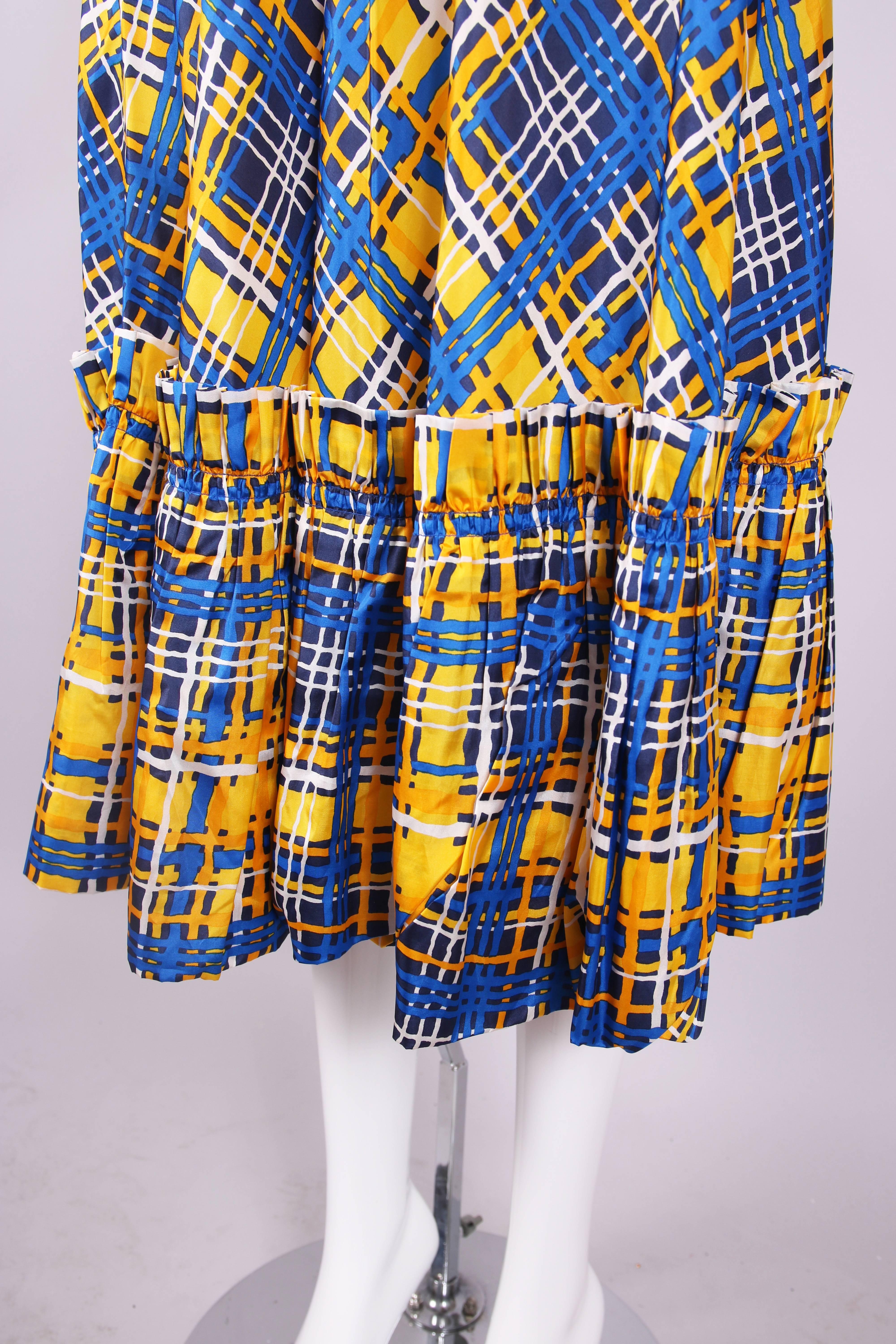 blue and yellow plaid skirt