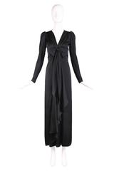 1982 Yves Saint Laurent YSL Haute Couture Black Silk Satin Gown No. 53608