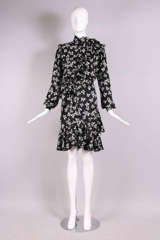 Vintage Yves Saint Laurent YSL Haute Couture Silk Butterfly Print Dress ...