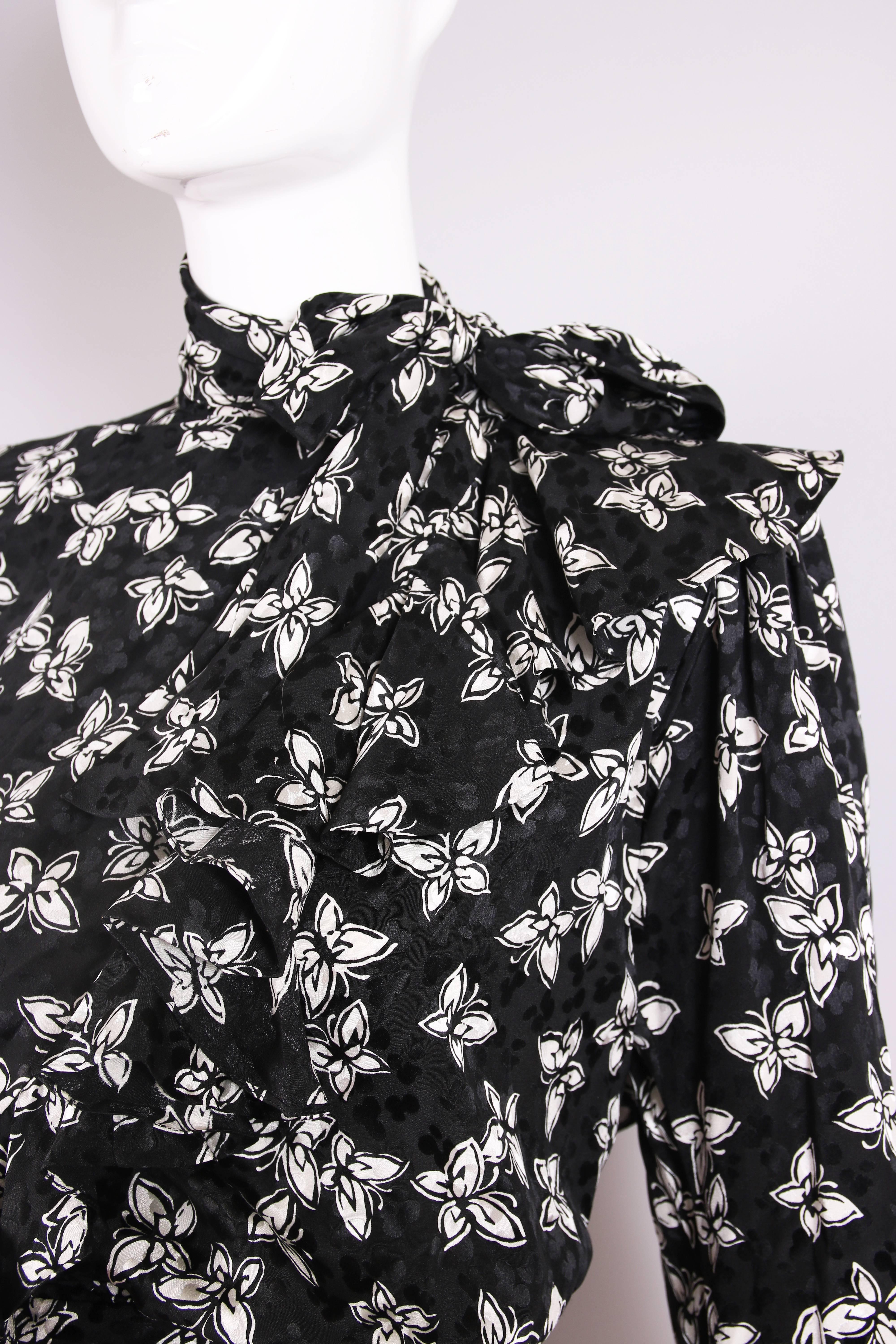 Black Vintage Yves Saint Laurent YSL Haute Couture Silk Butterfly Print Dress No.54033