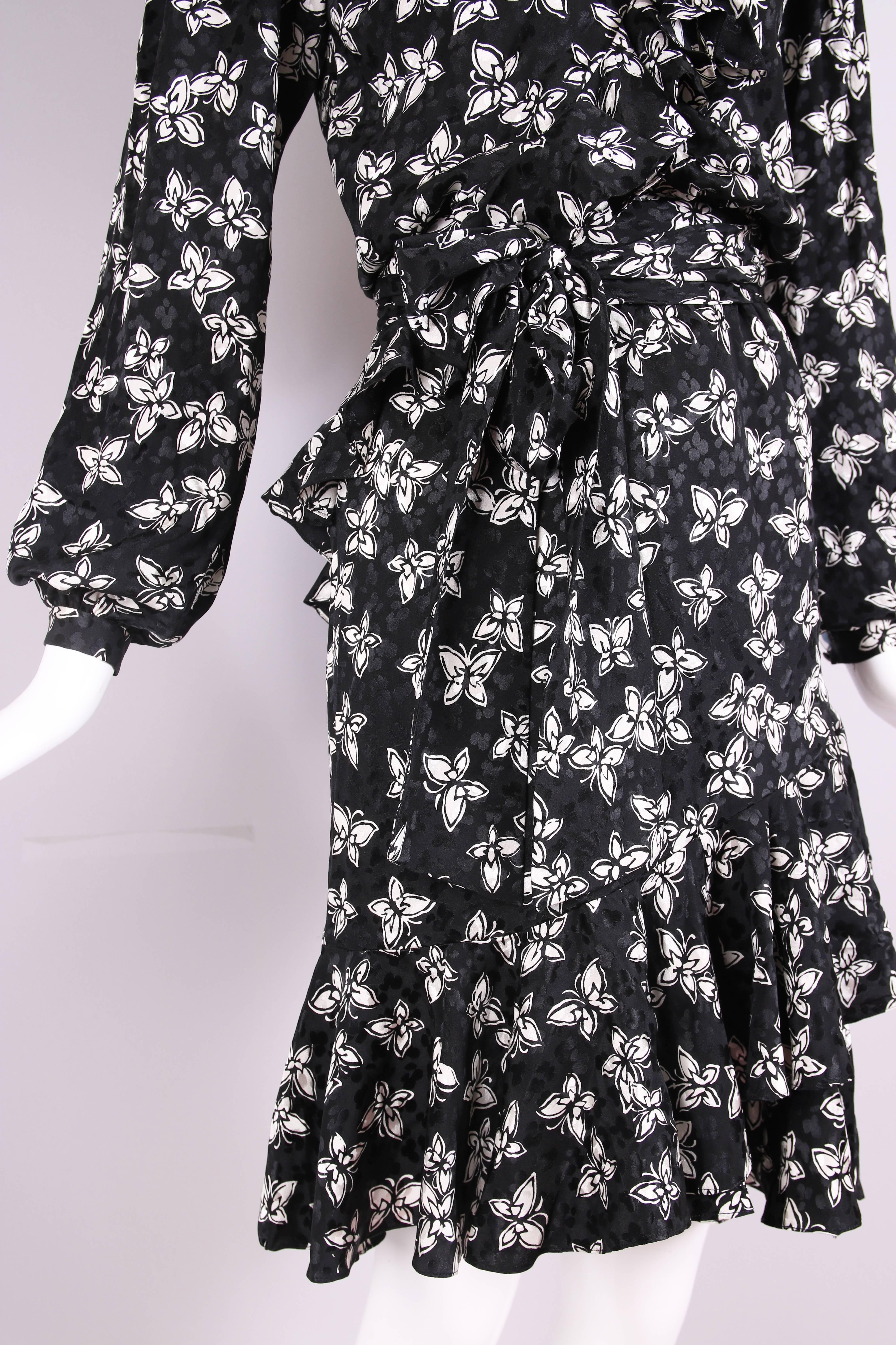 Vintage Yves Saint Laurent YSL Haute Couture Silk Butterfly Print Dress No.54033 In Excellent Condition In Studio City, CA