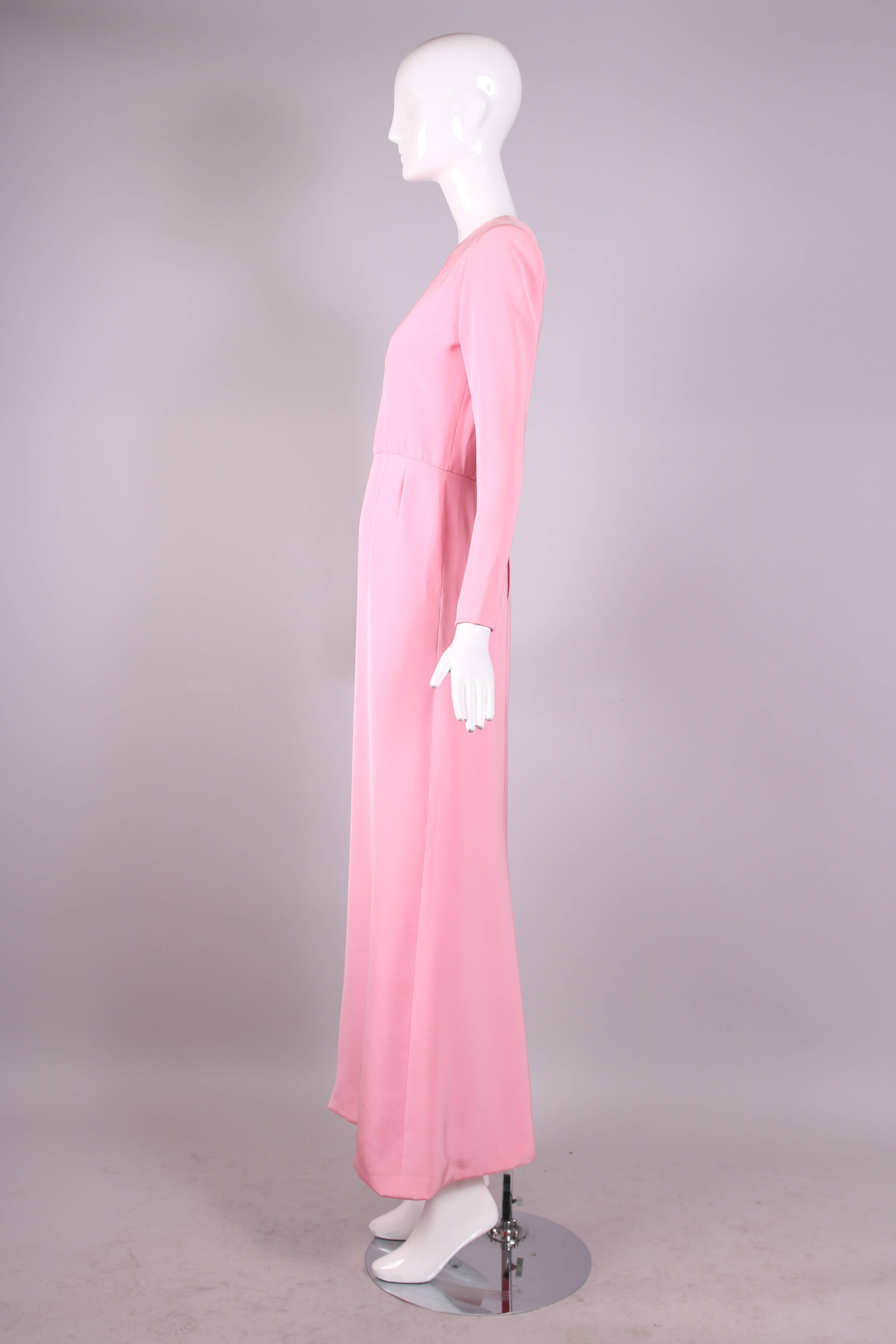 Women's Vintage Pierre Balmain Haute Couture Baby Pink Silk Crepe A-line Gown No. 172184
