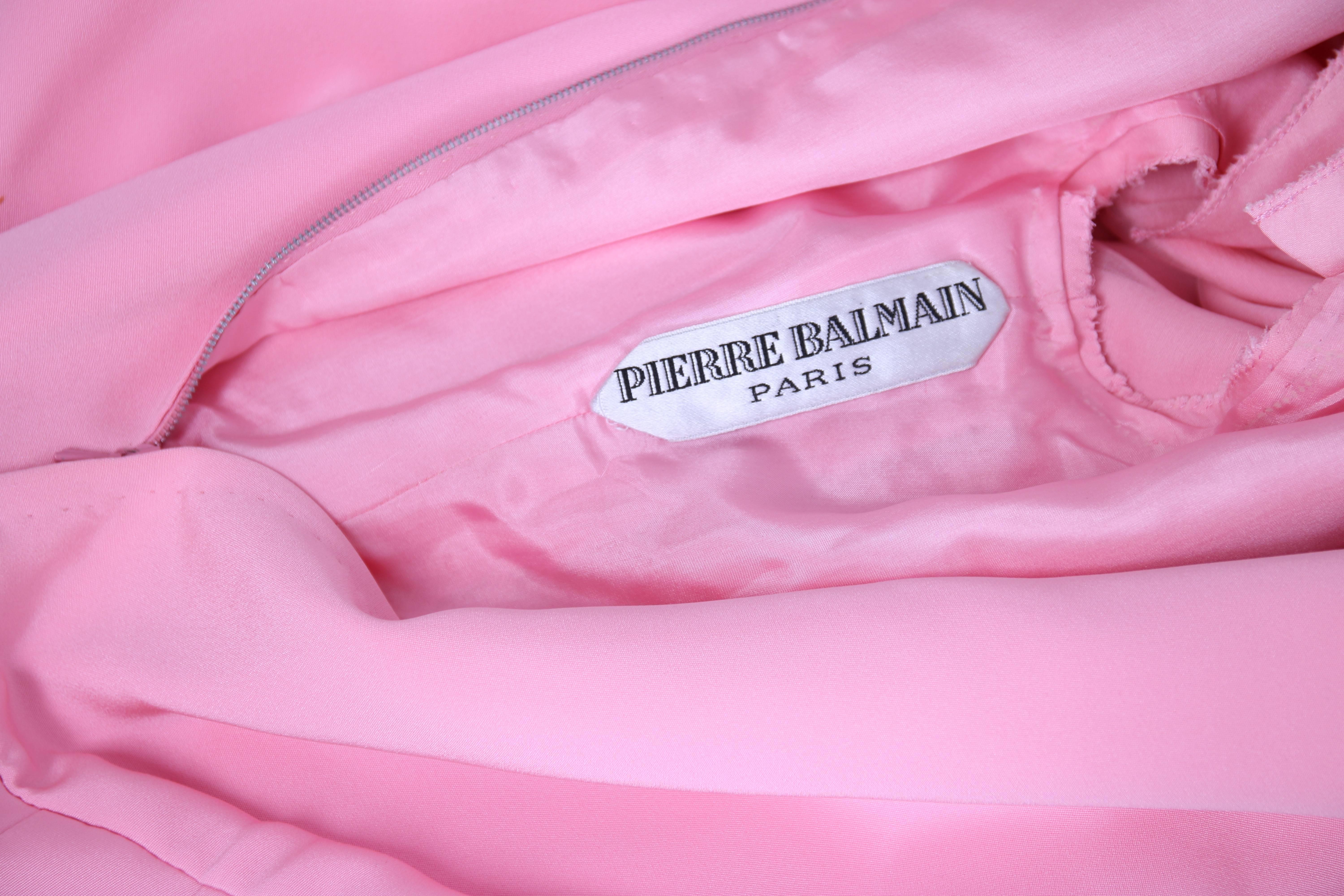 Vintage Pierre Balmain Haute Couture Baby Pink Silk Crepe A-line Gown No. 172184 2