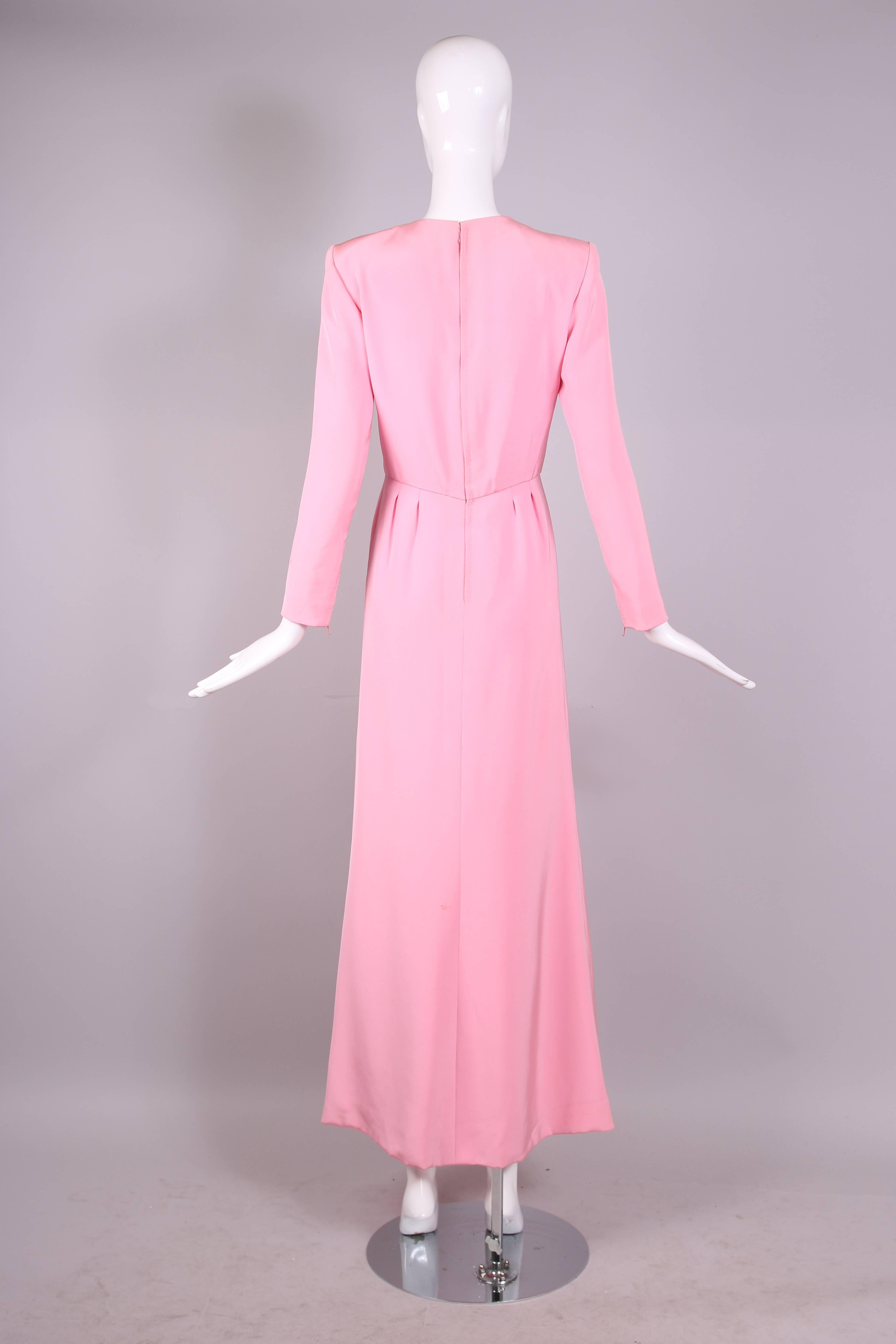 Vintage Pierre Balmain Haute Couture Baby Pink Silk Crepe A-line Gown No. 172184 1