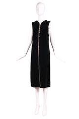 1976/1977 Yves Saint Laurent YSL Black Velvet Tunic Vest w/Gold Lurex Trim