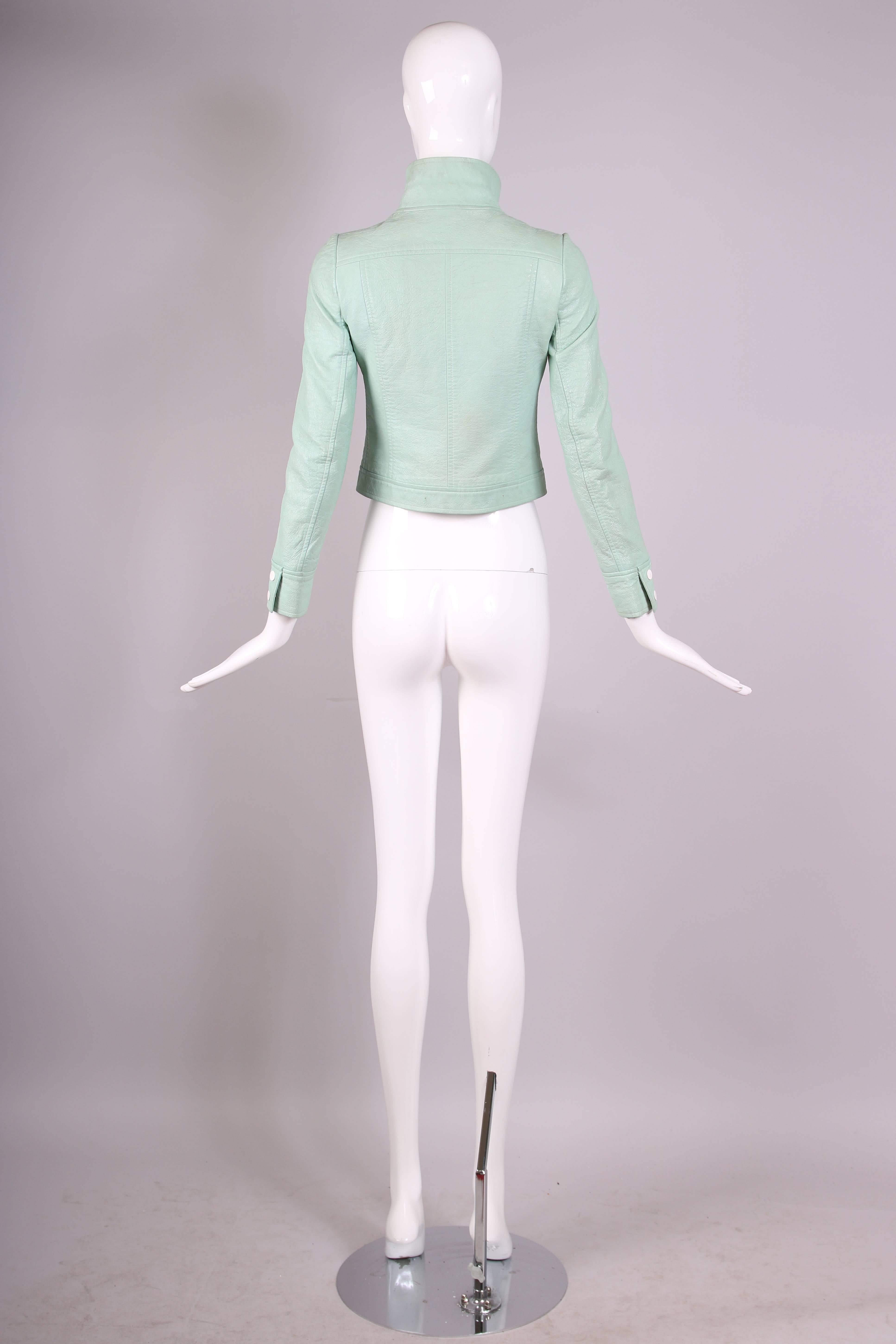 Gray Courreges Pale Green Vinyl Cropped Jacket Ca. 1973