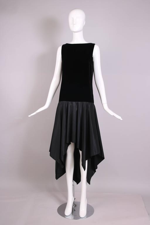 Lanvin Haute Couture Black Velvet and Taffeta Cocktail Dress w/Hanky ...