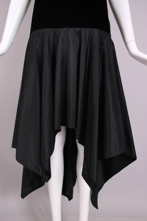Lanvin Haute Couture Black Velvet and Taffeta Cocktail Dress w/Hanky ...