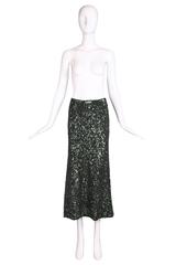 1990's Jean-Paul Gaultier Dark Green Sequin A-Line Skirt
