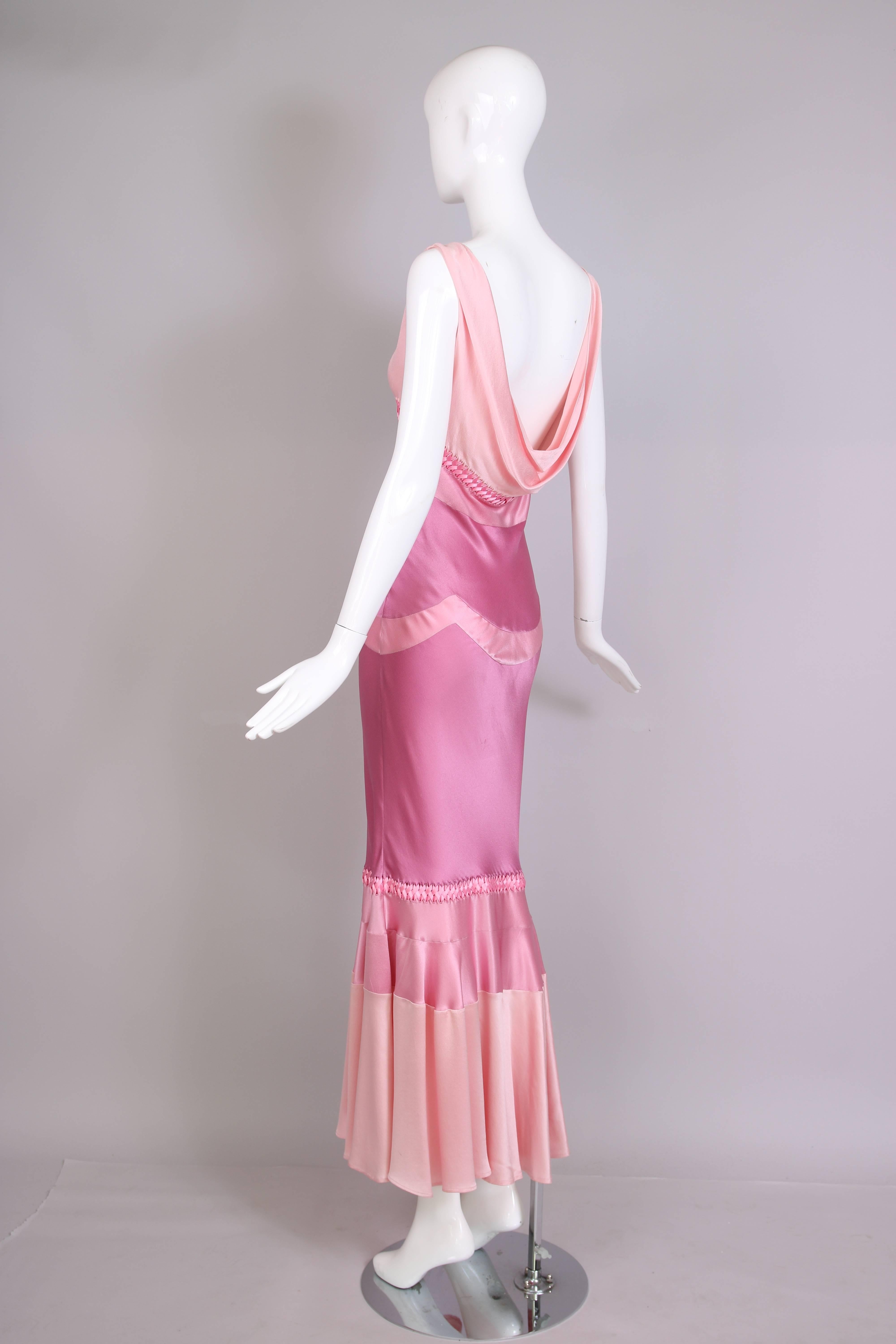 Christian Dior by Galliano Pink Silk Bias Cut Evening Gown W/Cowl Neckline 1