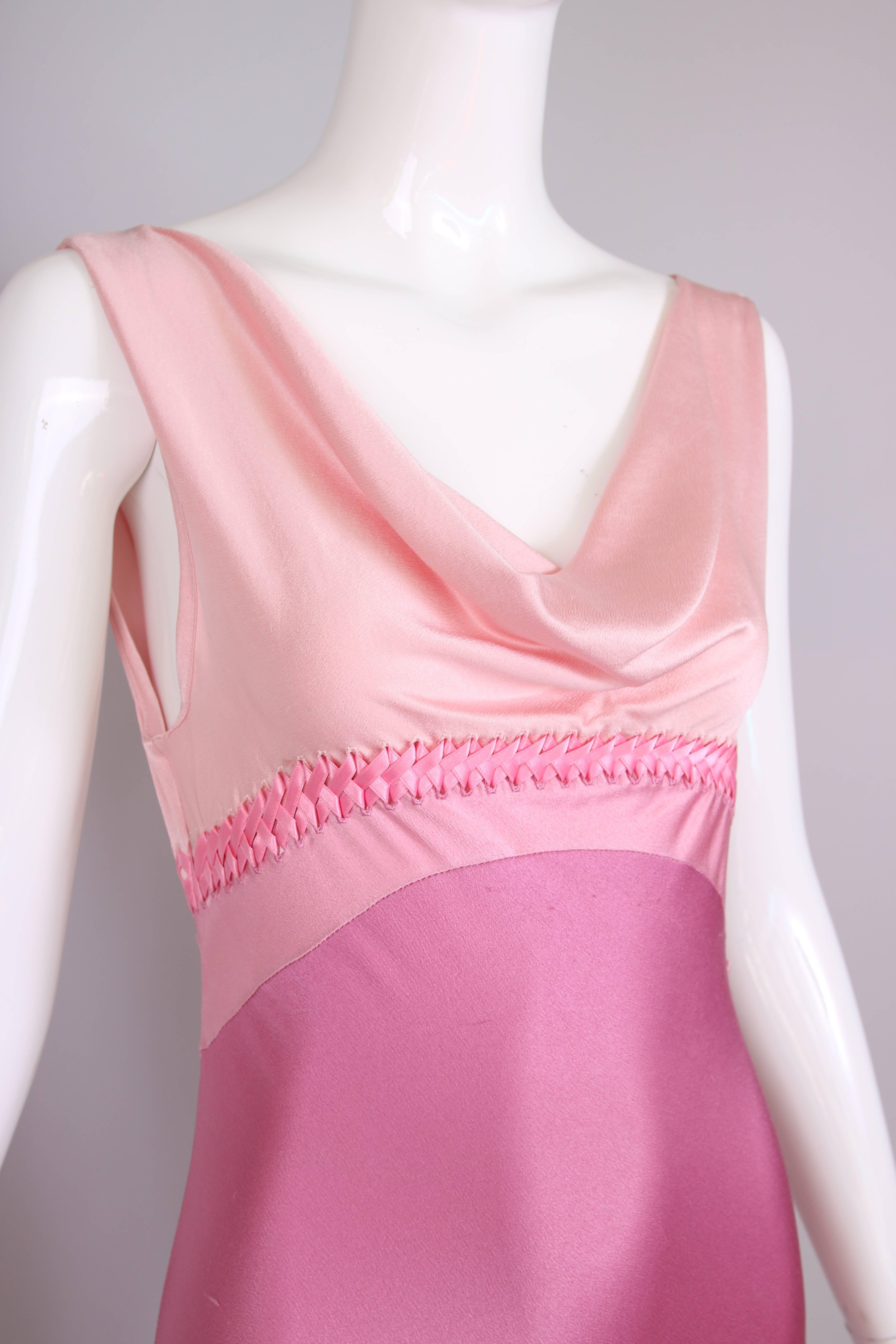 Christian Dior by Galliano Pink Silk Bias Cut Evening Gown W/Cowl Neckline 2
