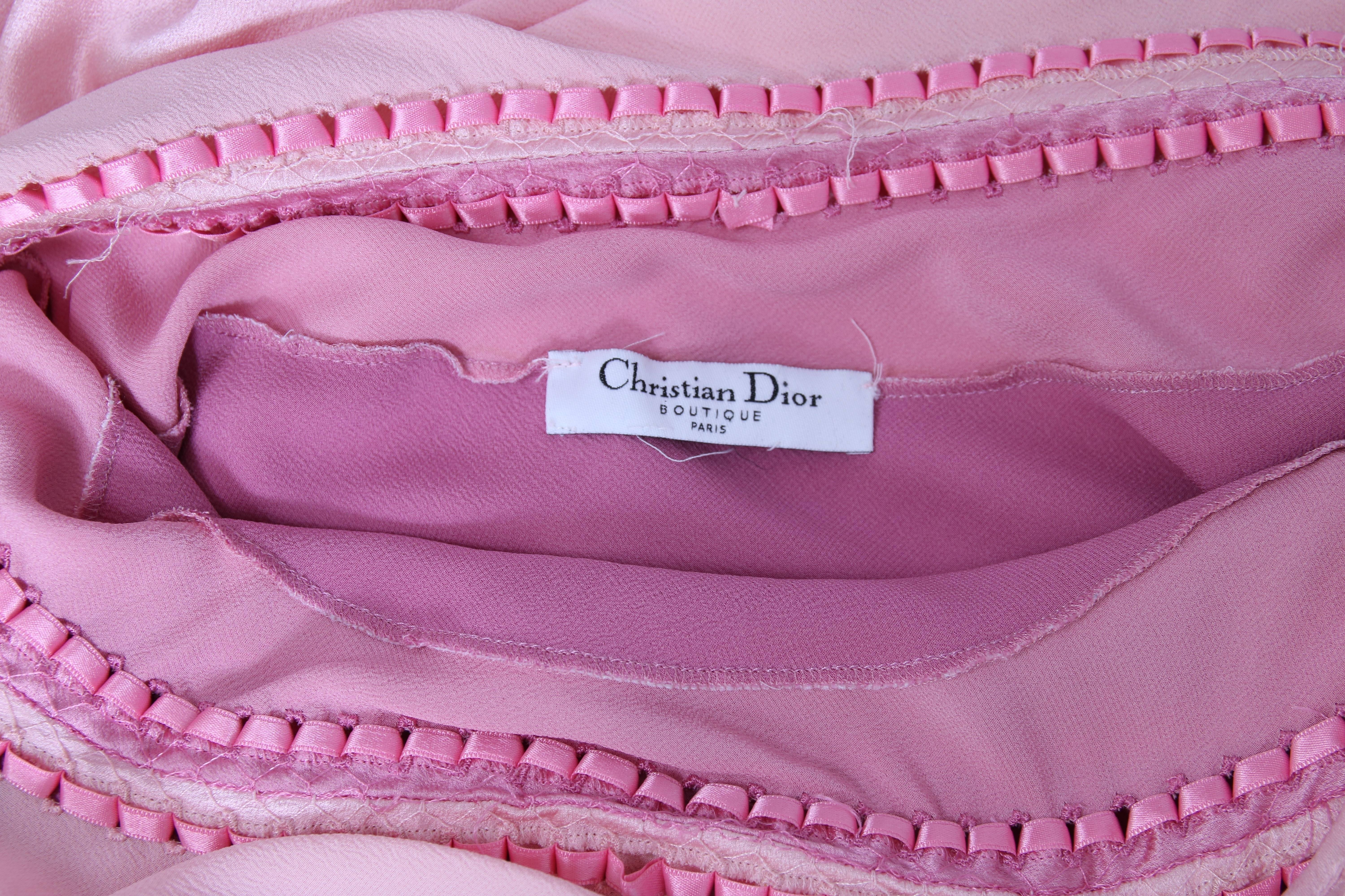 Christian Dior by Galliano Pink Silk Bias Cut Evening Gown W/Cowl Neckline 5