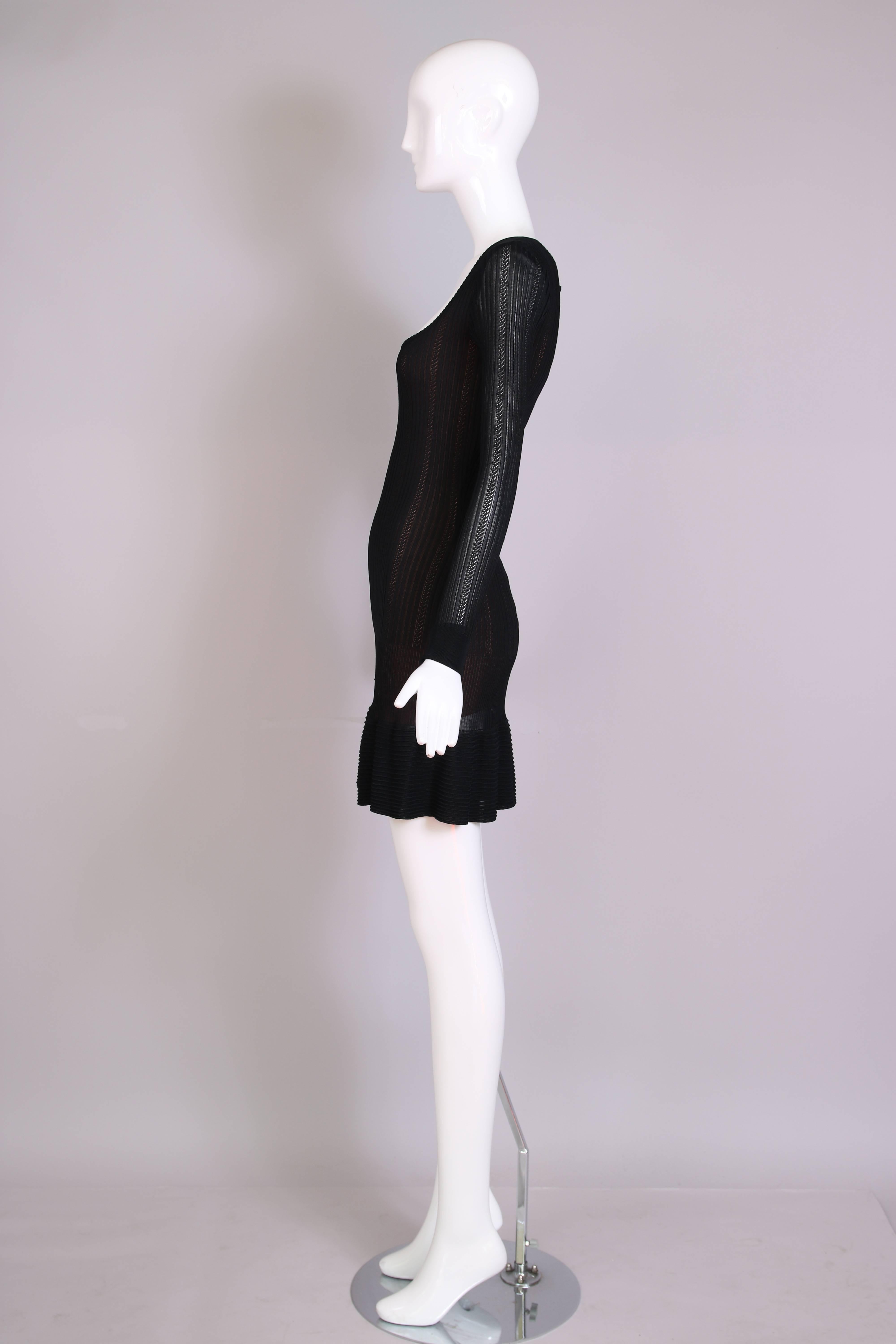 geneva long sleeve embellished a-line mini dress in black