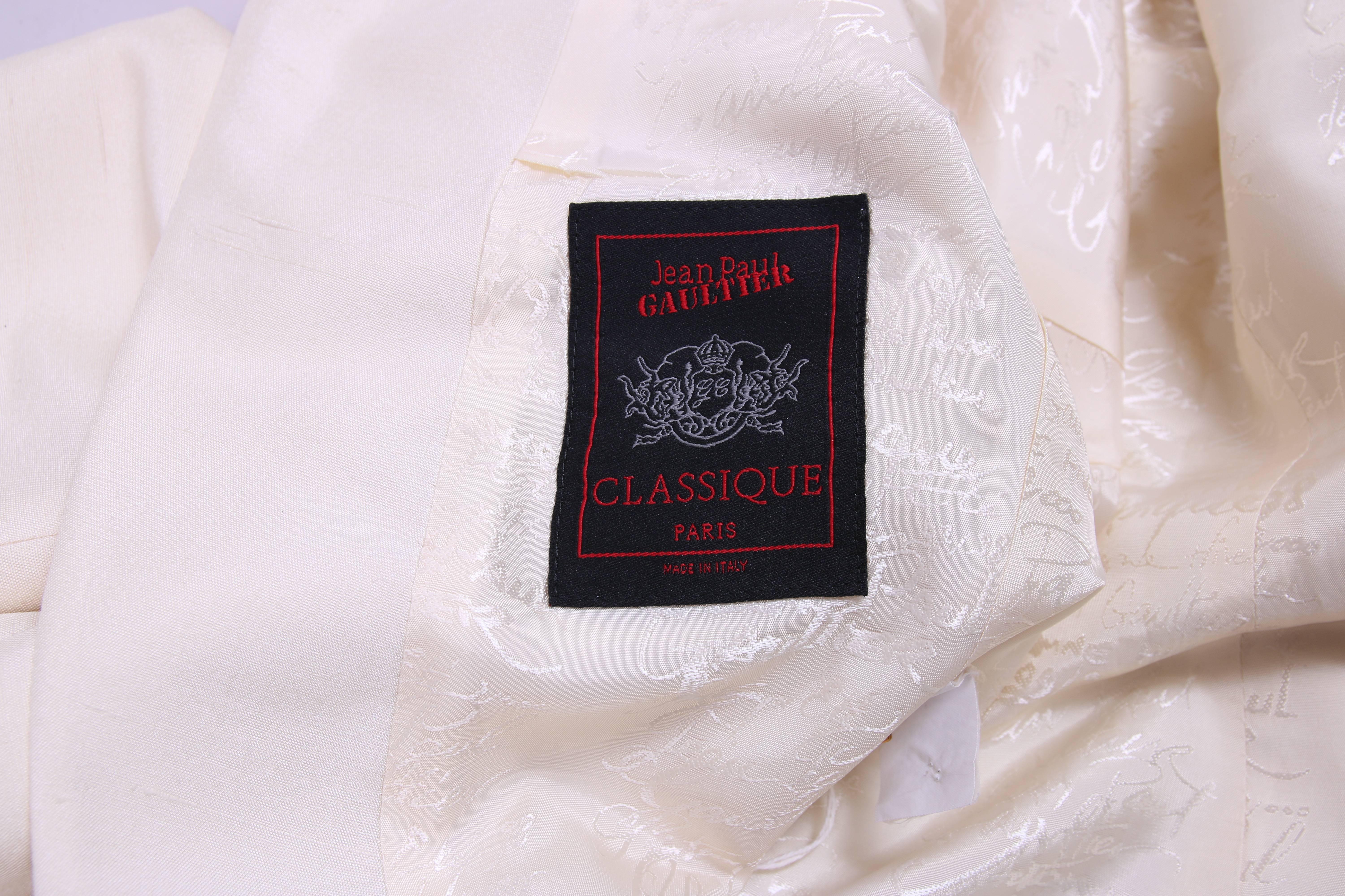Jean Paul Gaultier Cream Shantung Coat In Excellent Condition In Studio City, CA