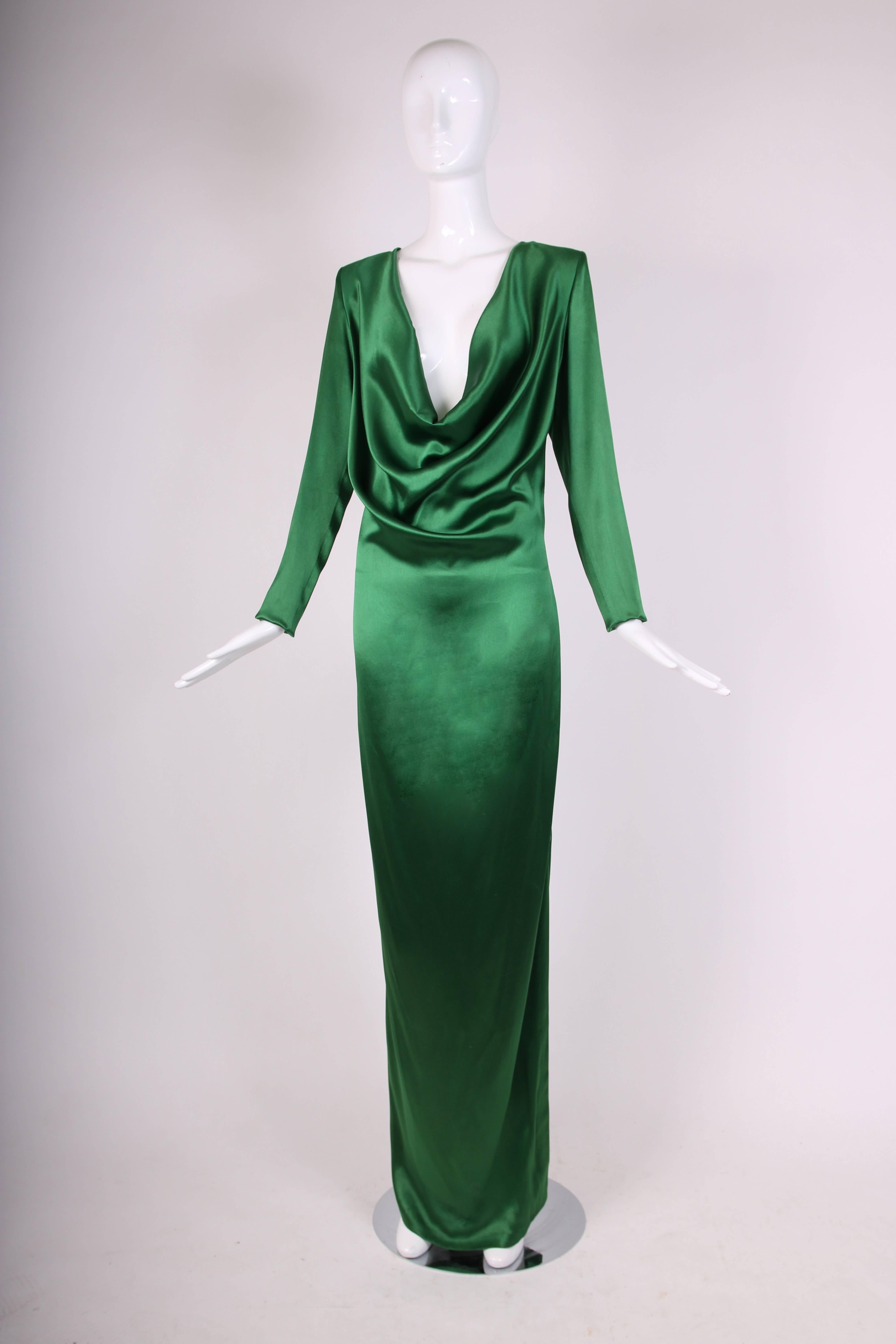 emerald green cowl neck dress