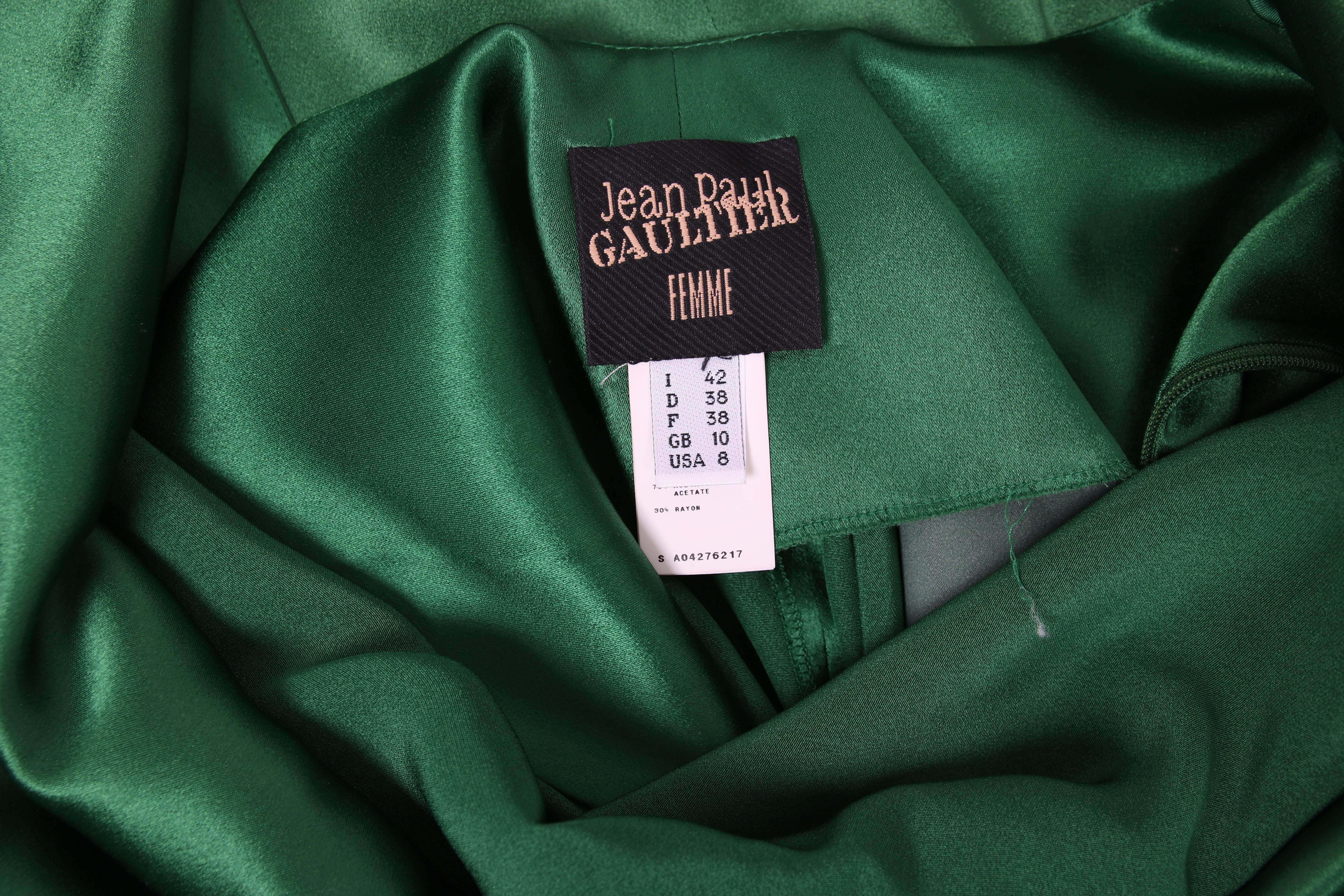 Jean Paul Gaultier Emerald Green Cowl Neck Evening Gown ca. 2014-2015 P/E 2