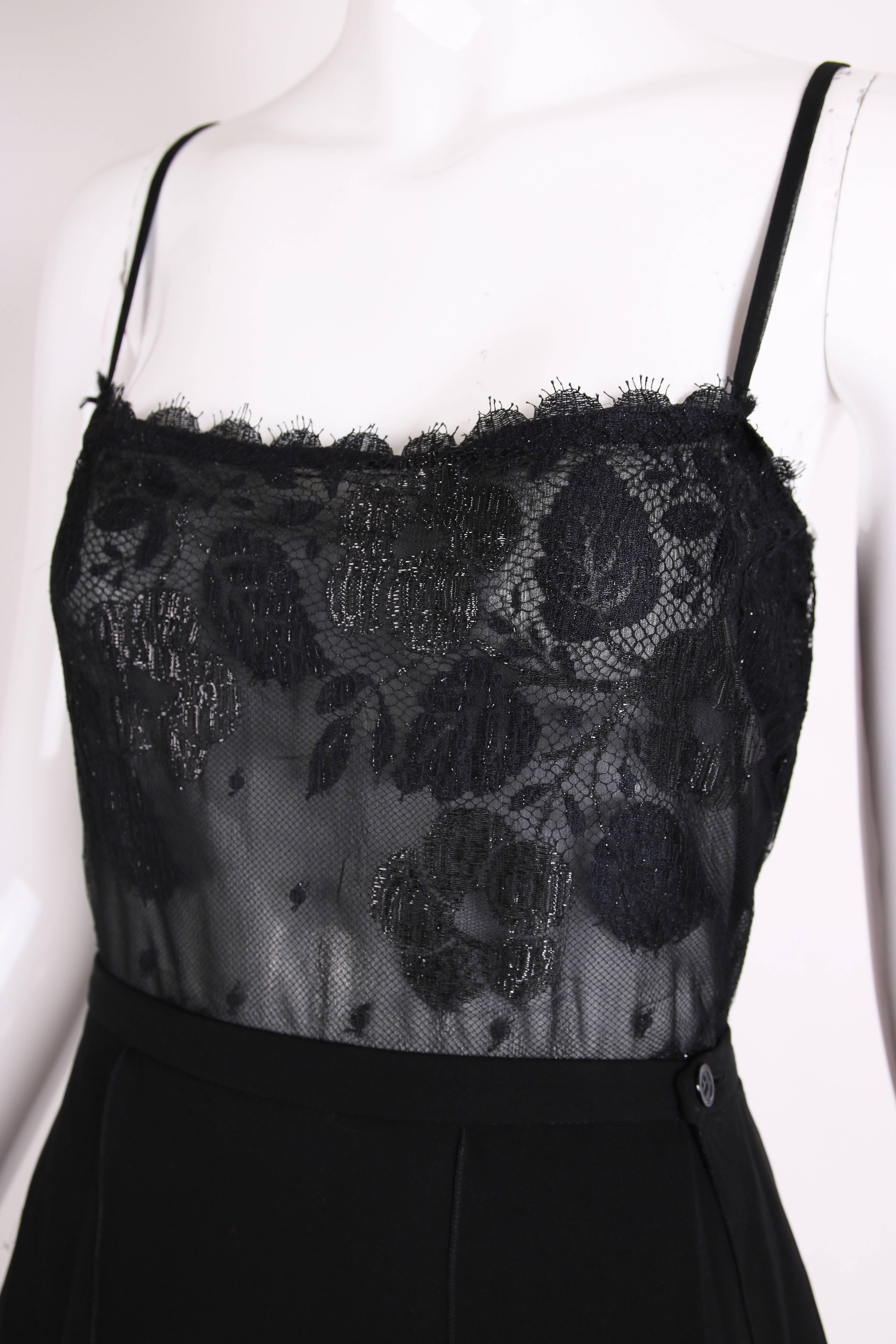 1970's Guy Laroche Black Lace Camisole & Chiffon Skirt Ensemble For Sale 1