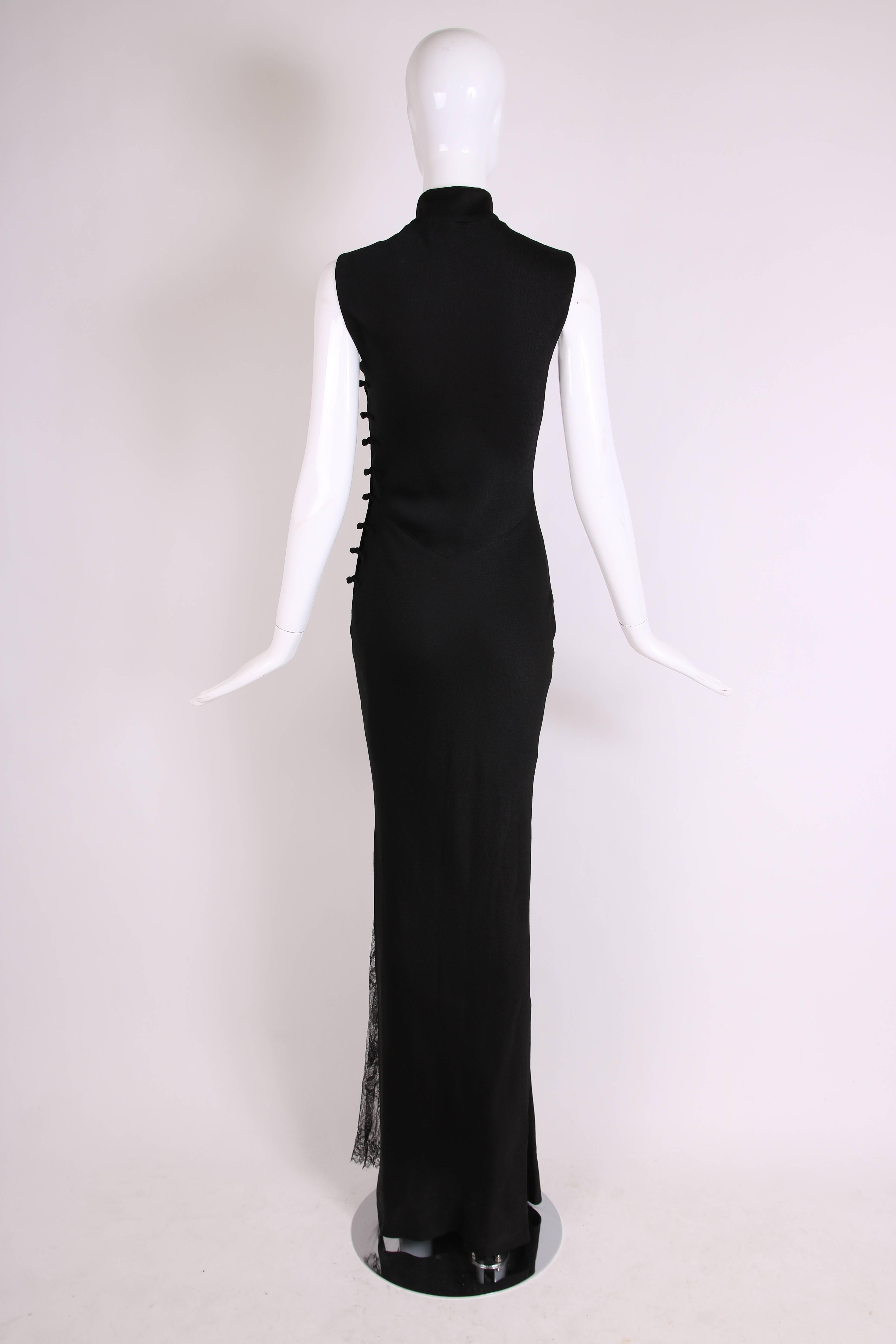 Christian Dior by Galliano Black Sleeveless Evening Gown w/Lace Inset Side Slit 1