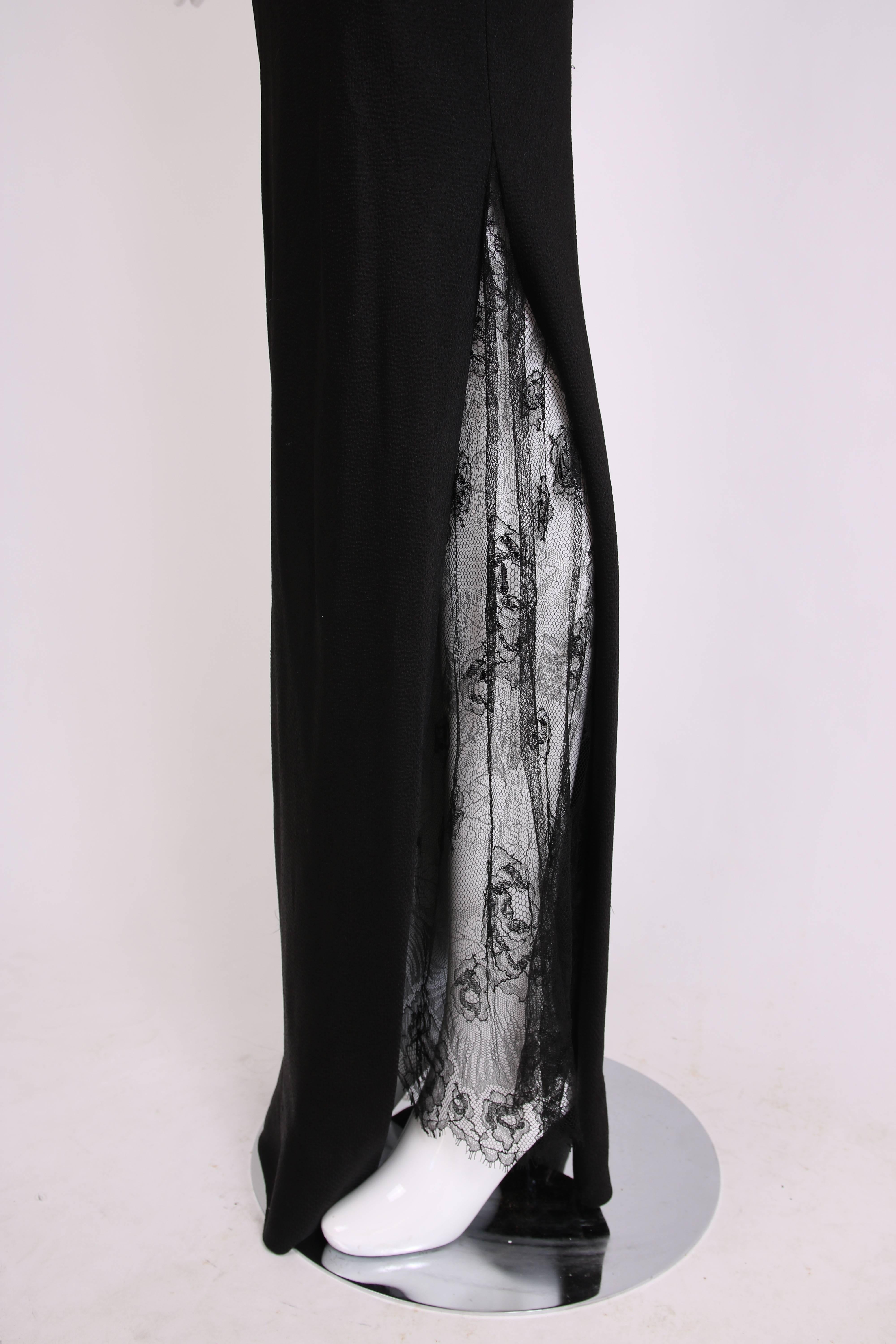Christian Dior by Galliano Black Sleeveless Evening Gown w/Lace Inset Side Slit 2